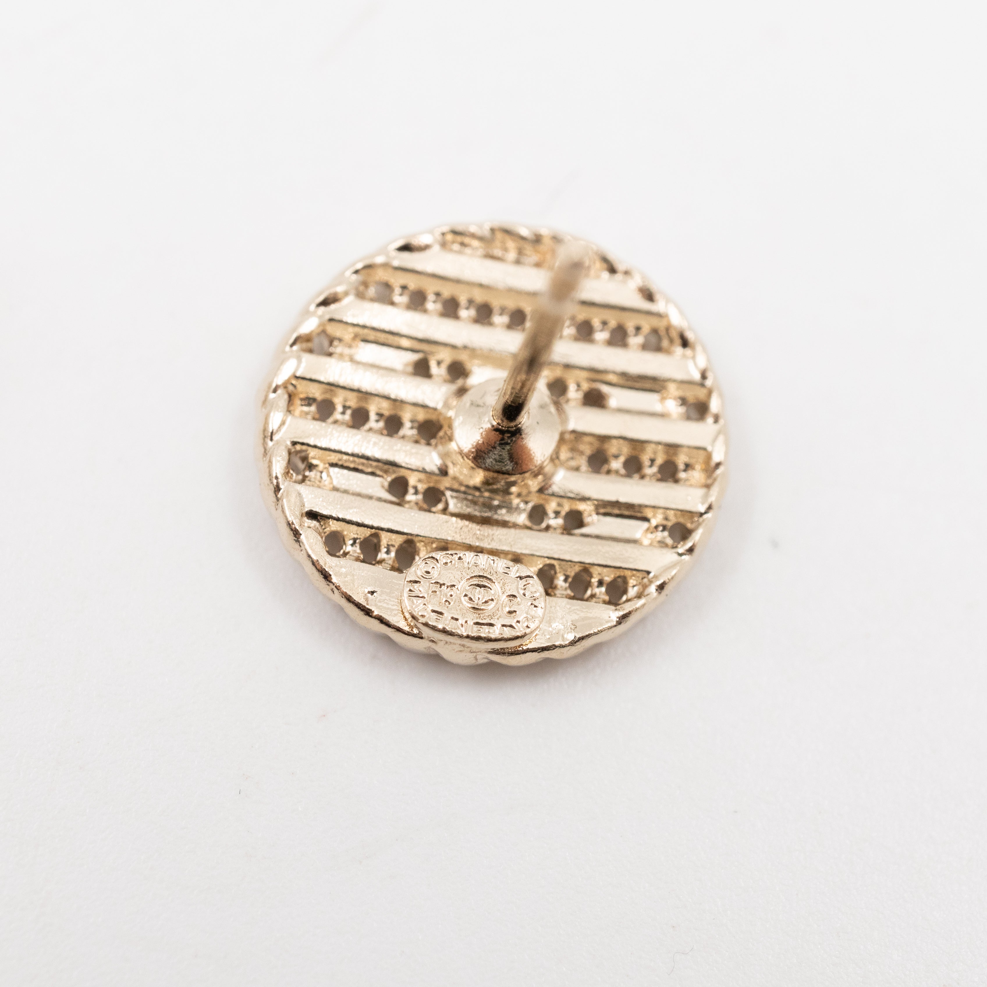 Small CC Button Earrings Pink Light Gold