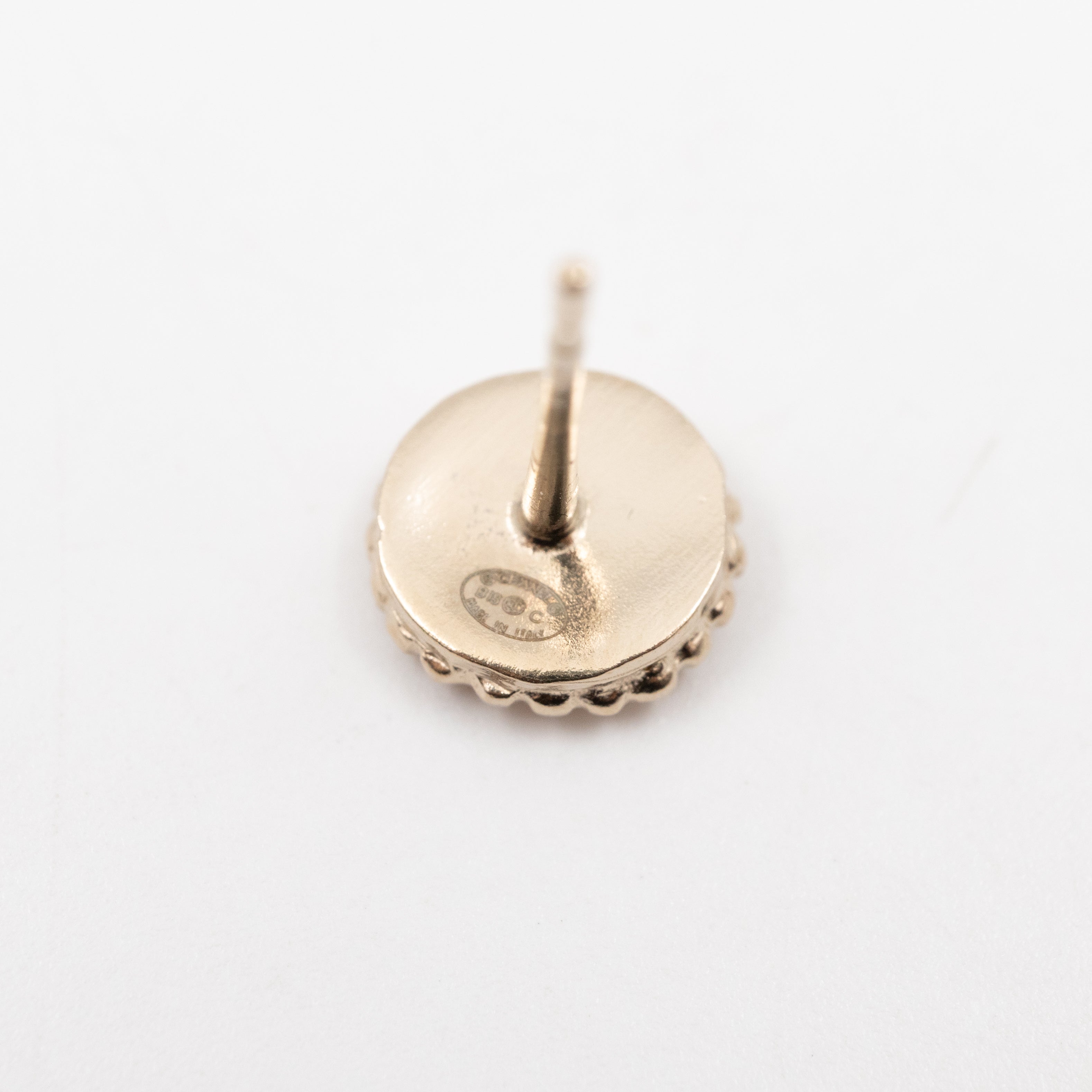 Mini CC Button Earrings Pink Light Gold