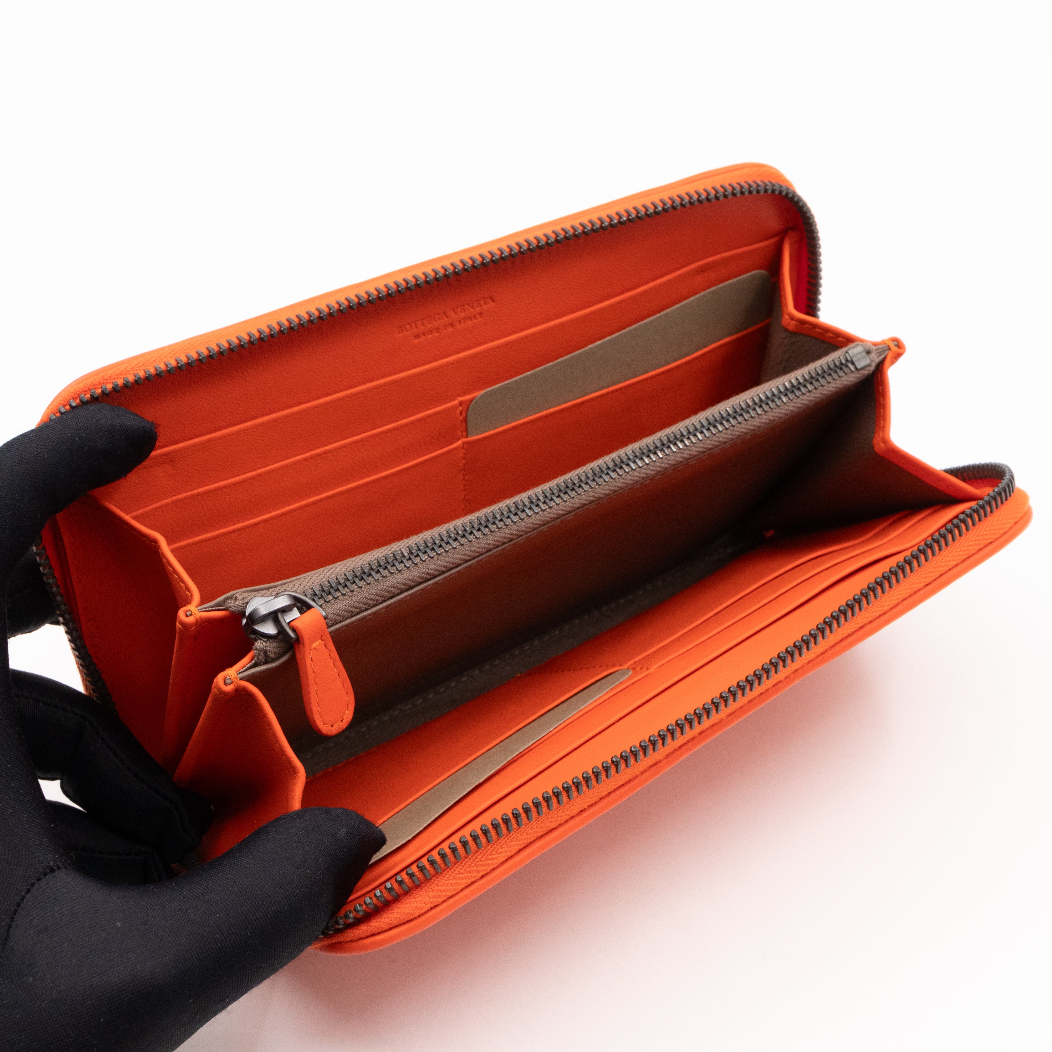 Zip Around Long Wallet Intrecciato Orange