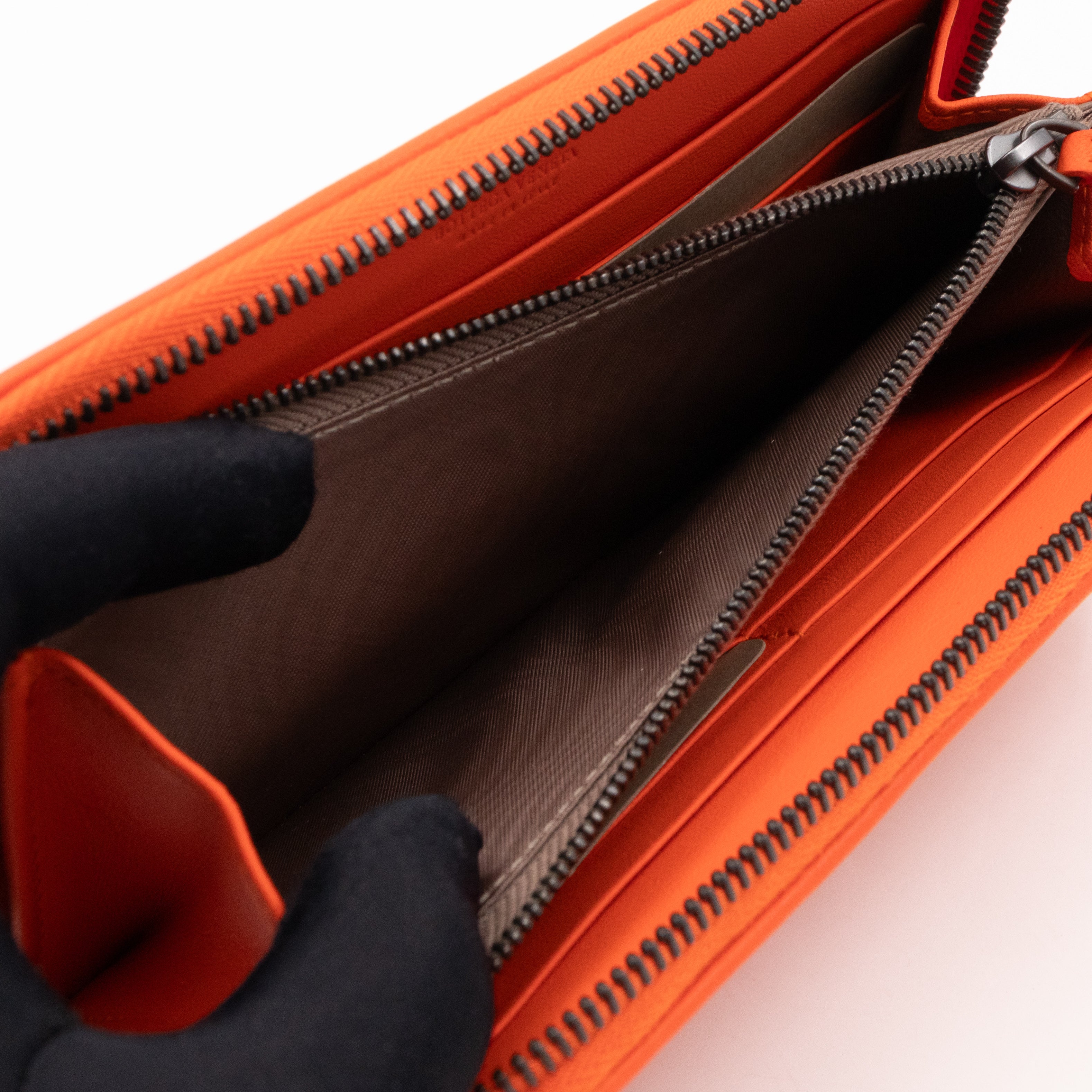 Zip Around Long Wallet Intrecciato Orange