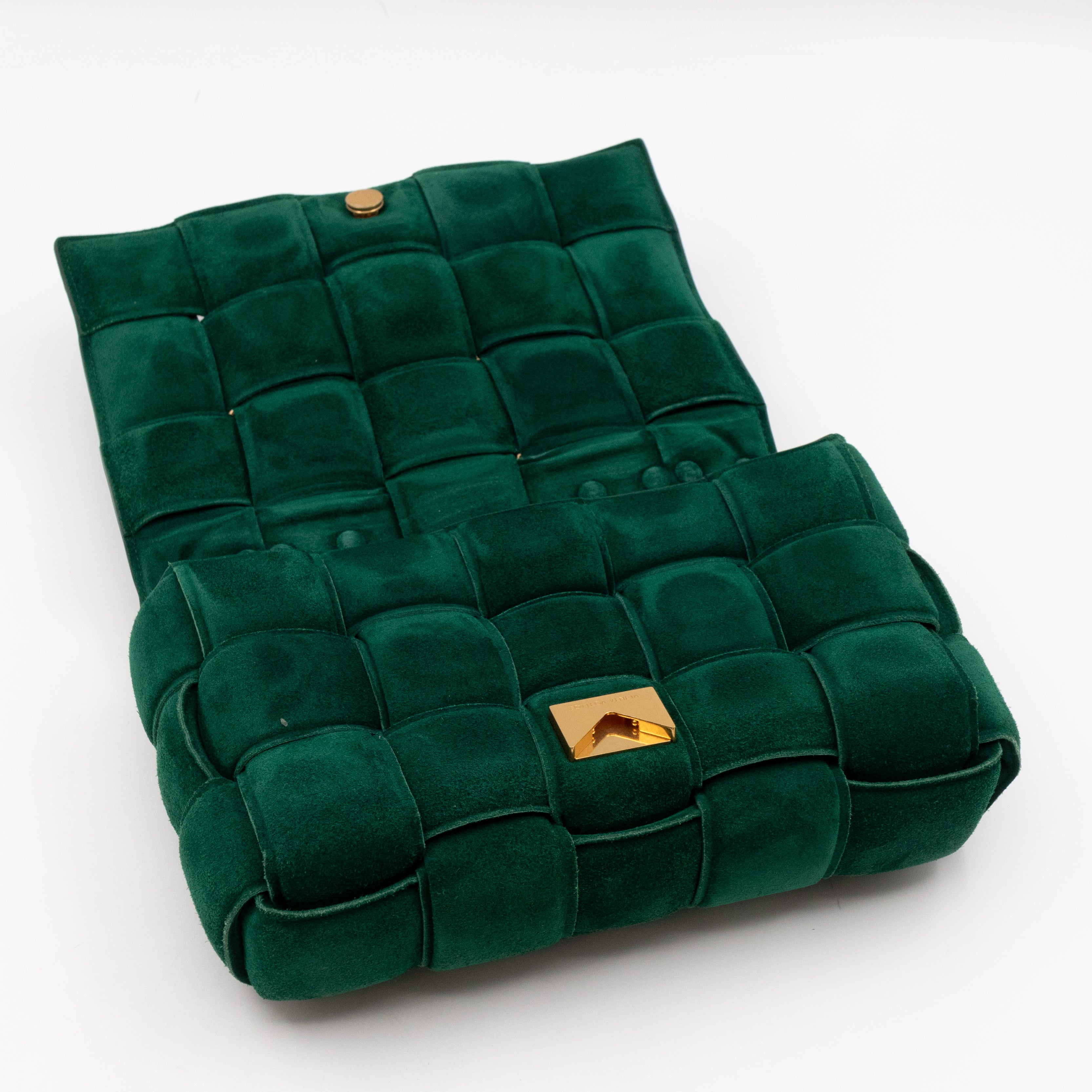 Chain Cassette Bag Green Suede & Gold