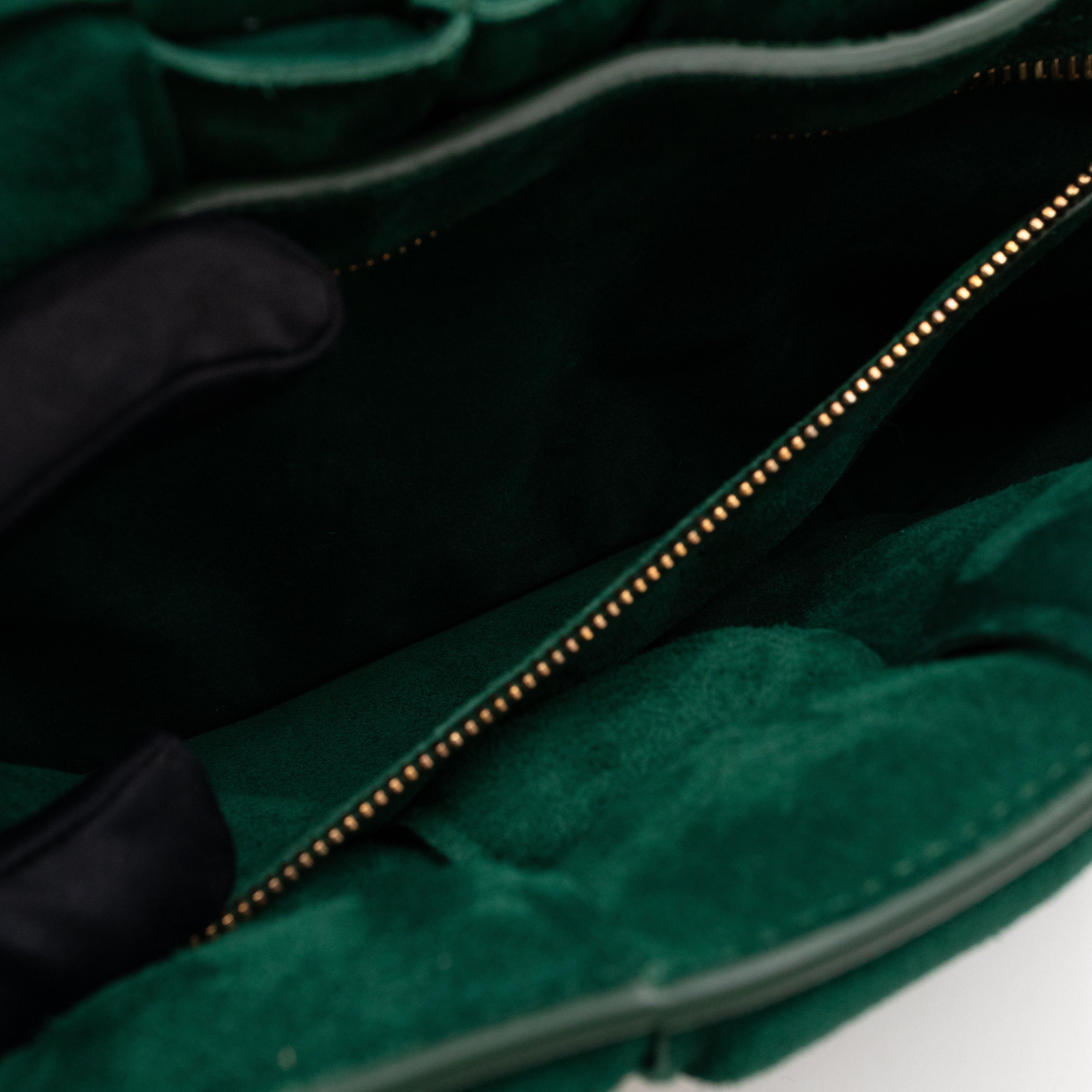 Chain Cassette Bag Green Suede & Gold