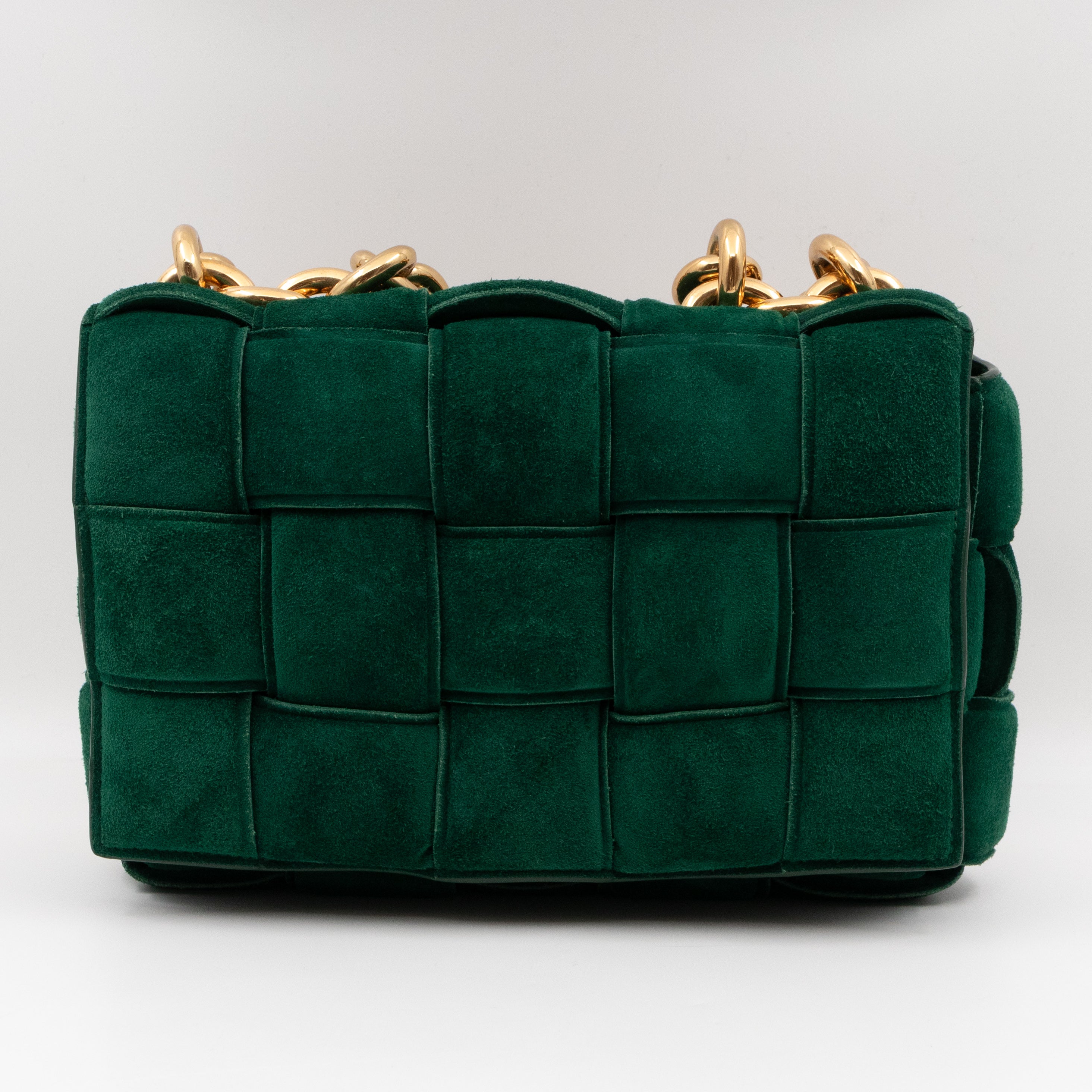 Chain Cassette Bag Green Suede & Gold