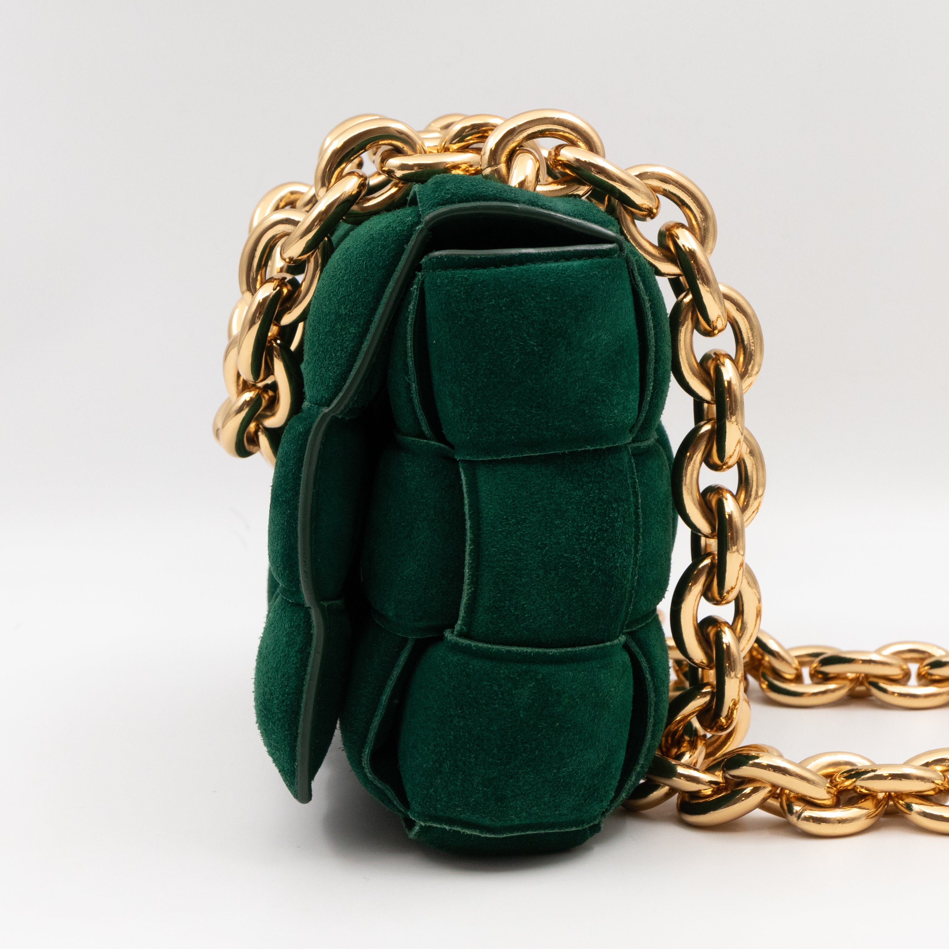 Chain Cassette Bag Green Suede & Gold