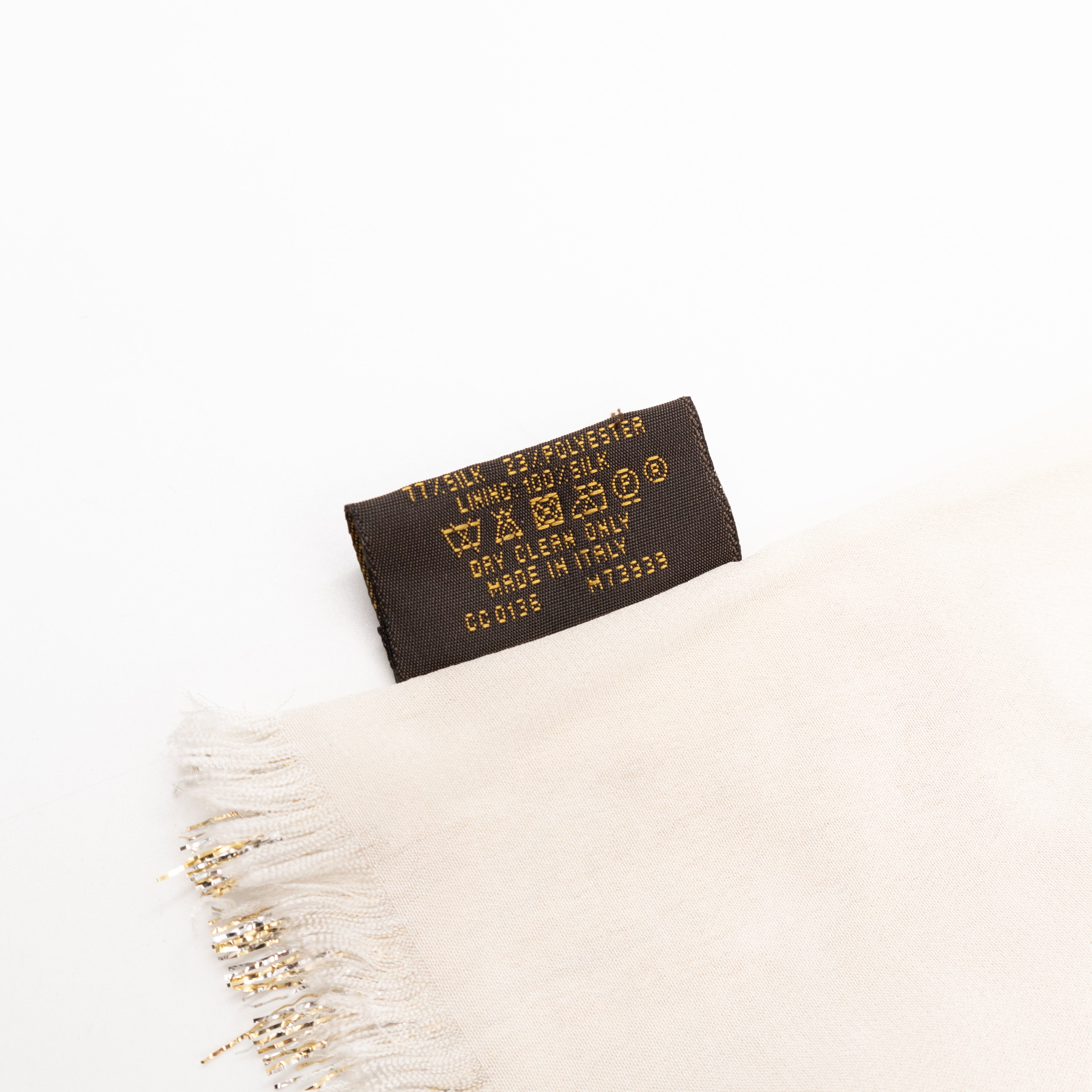 Monogram So Glitter Stole Scarf Ivory Gold