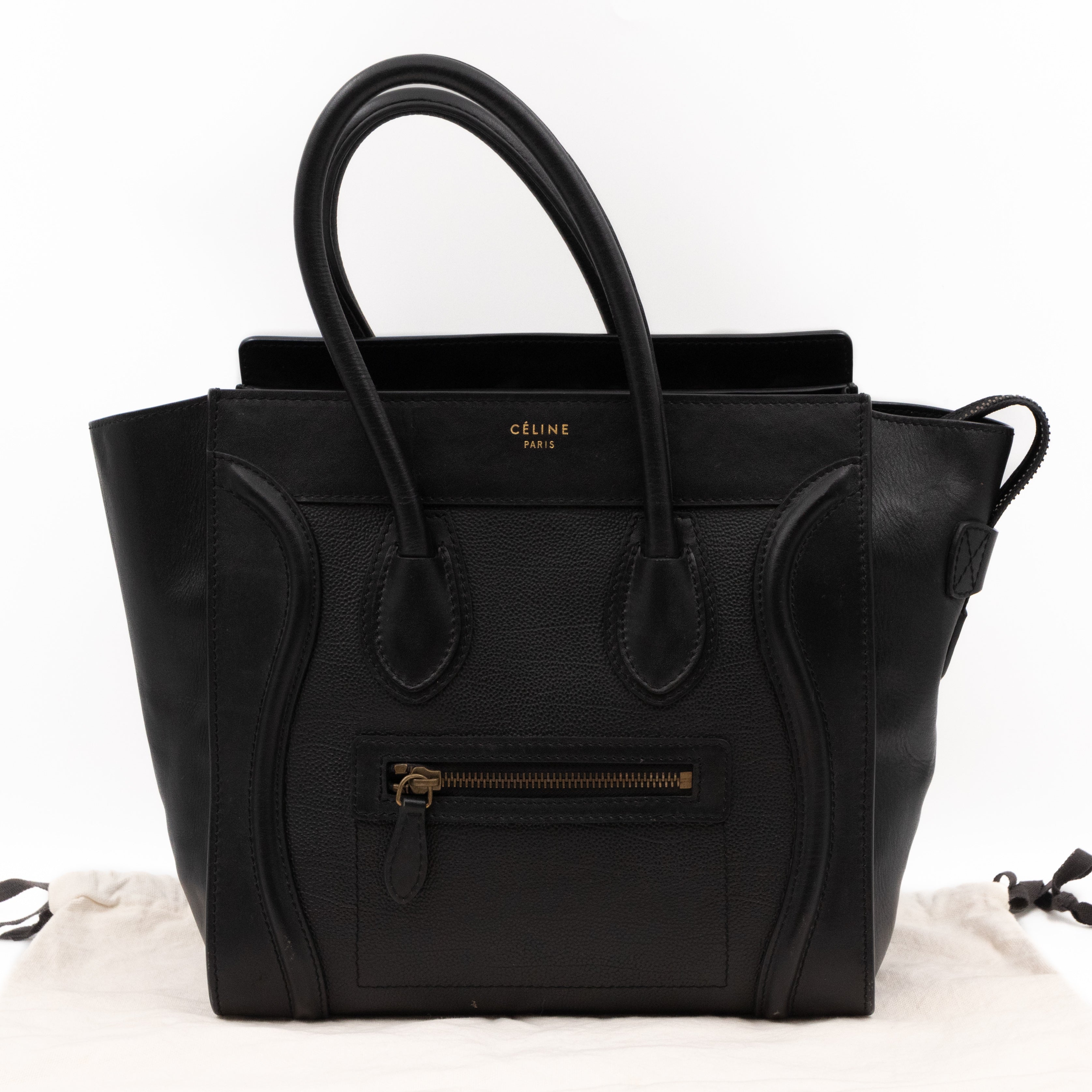 Micro Luggage Black Leather