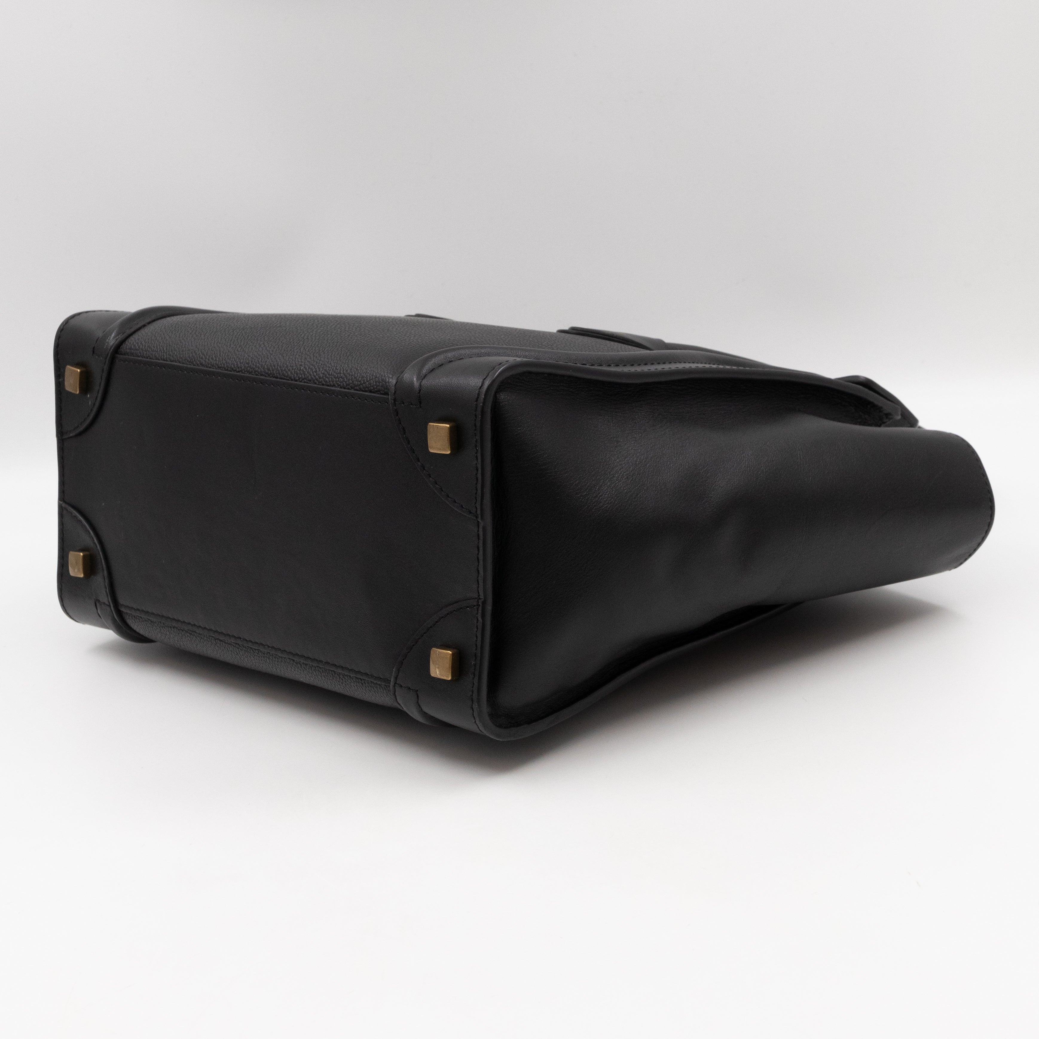 Micro Luggage Black Leather