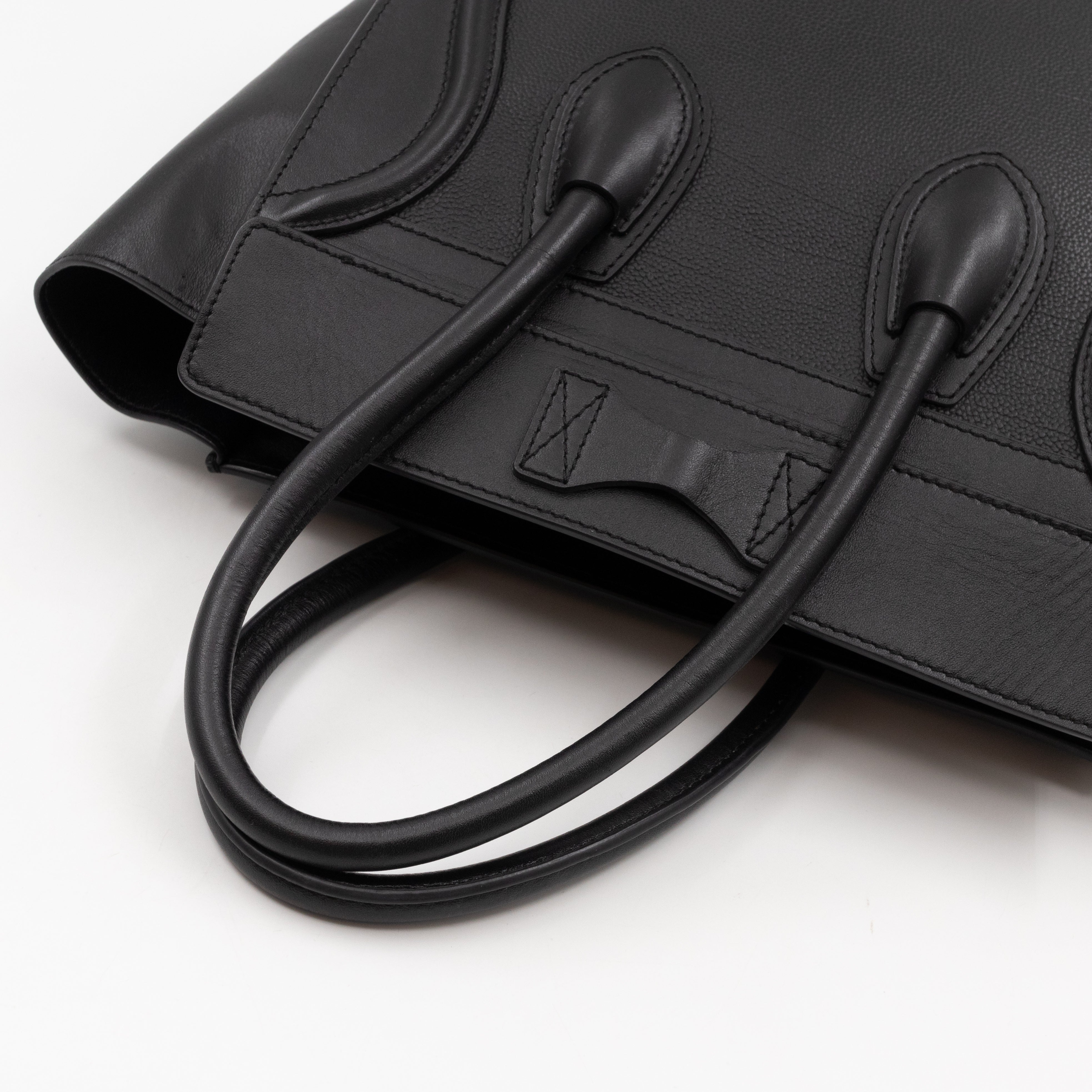 Micro Luggage Black Leather