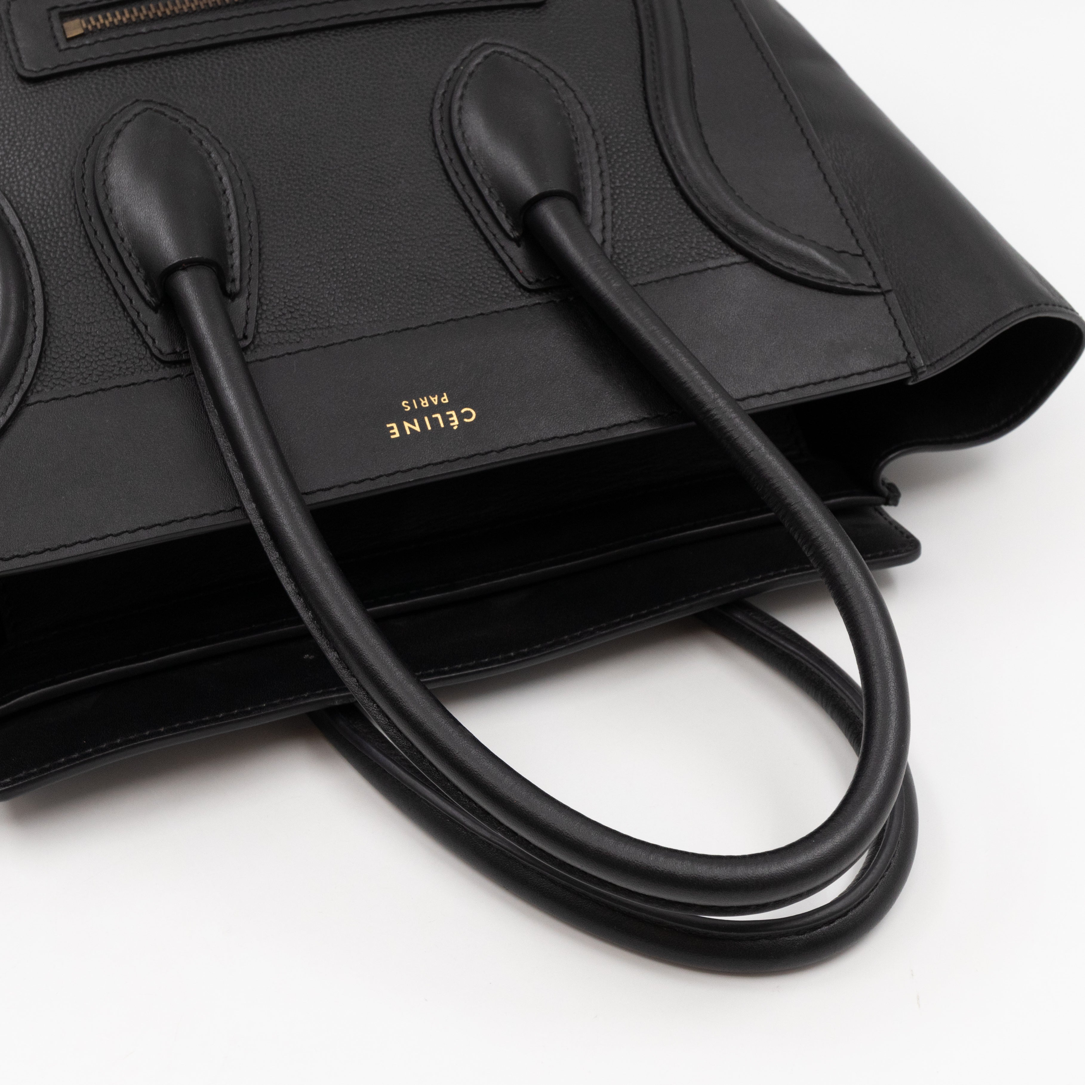 Micro Luggage Black Leather