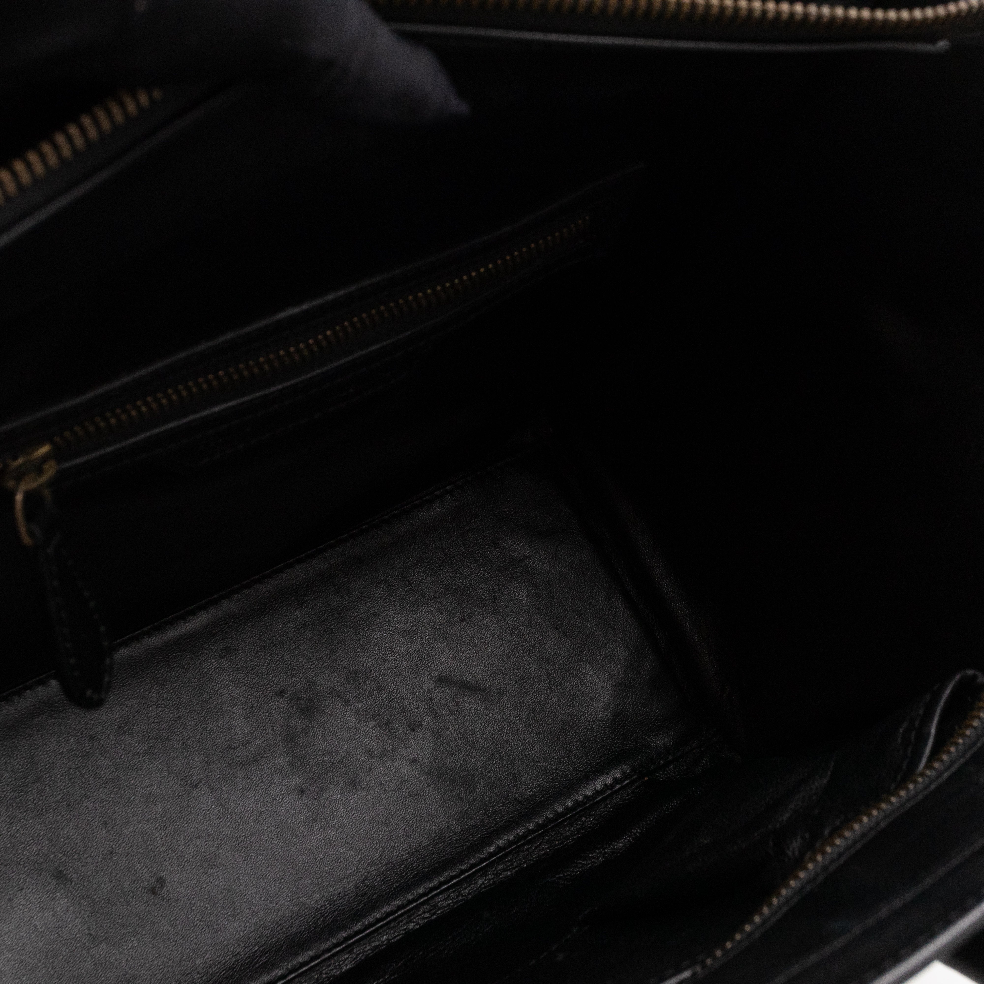 Micro Luggage Black Leather