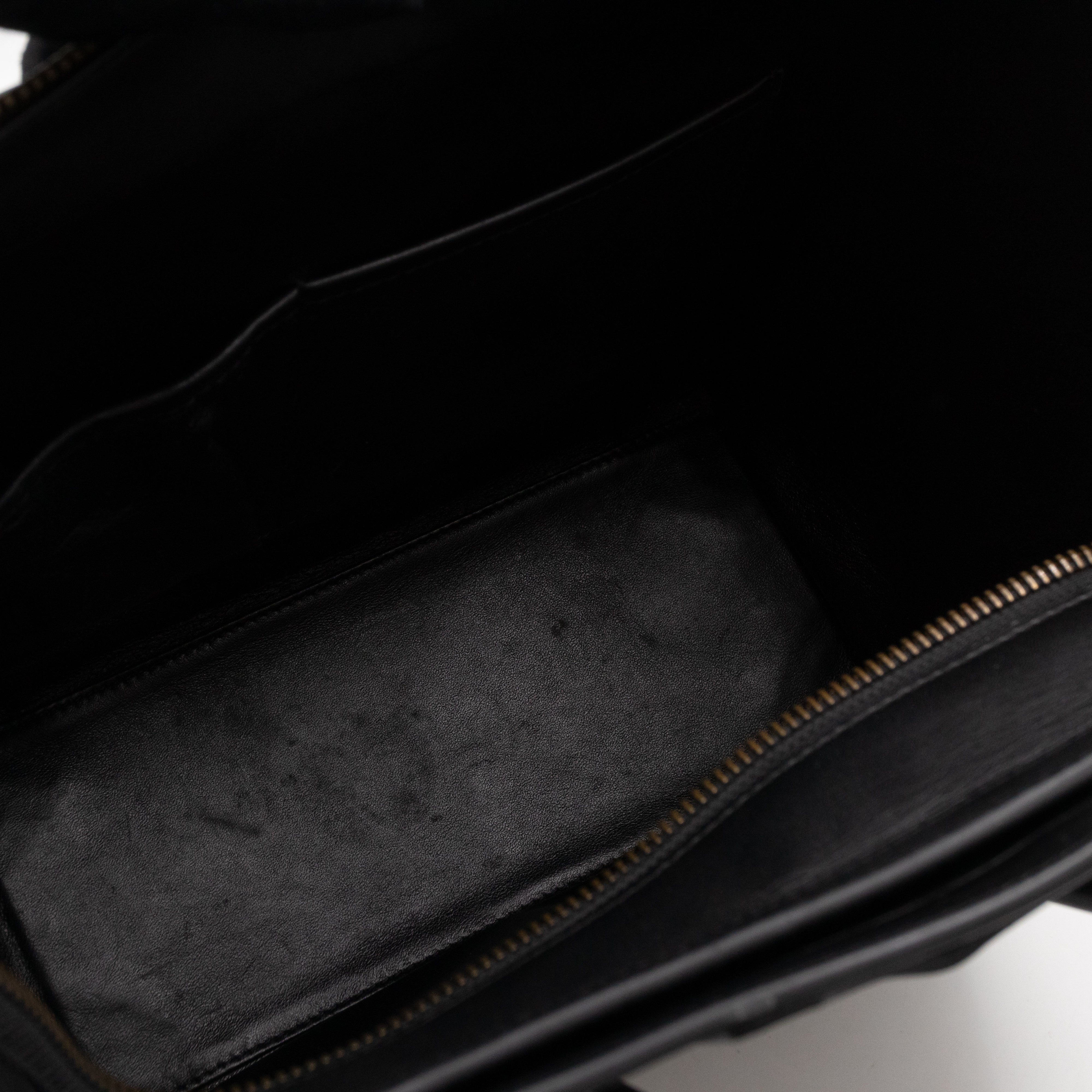 Micro Luggage Black Leather