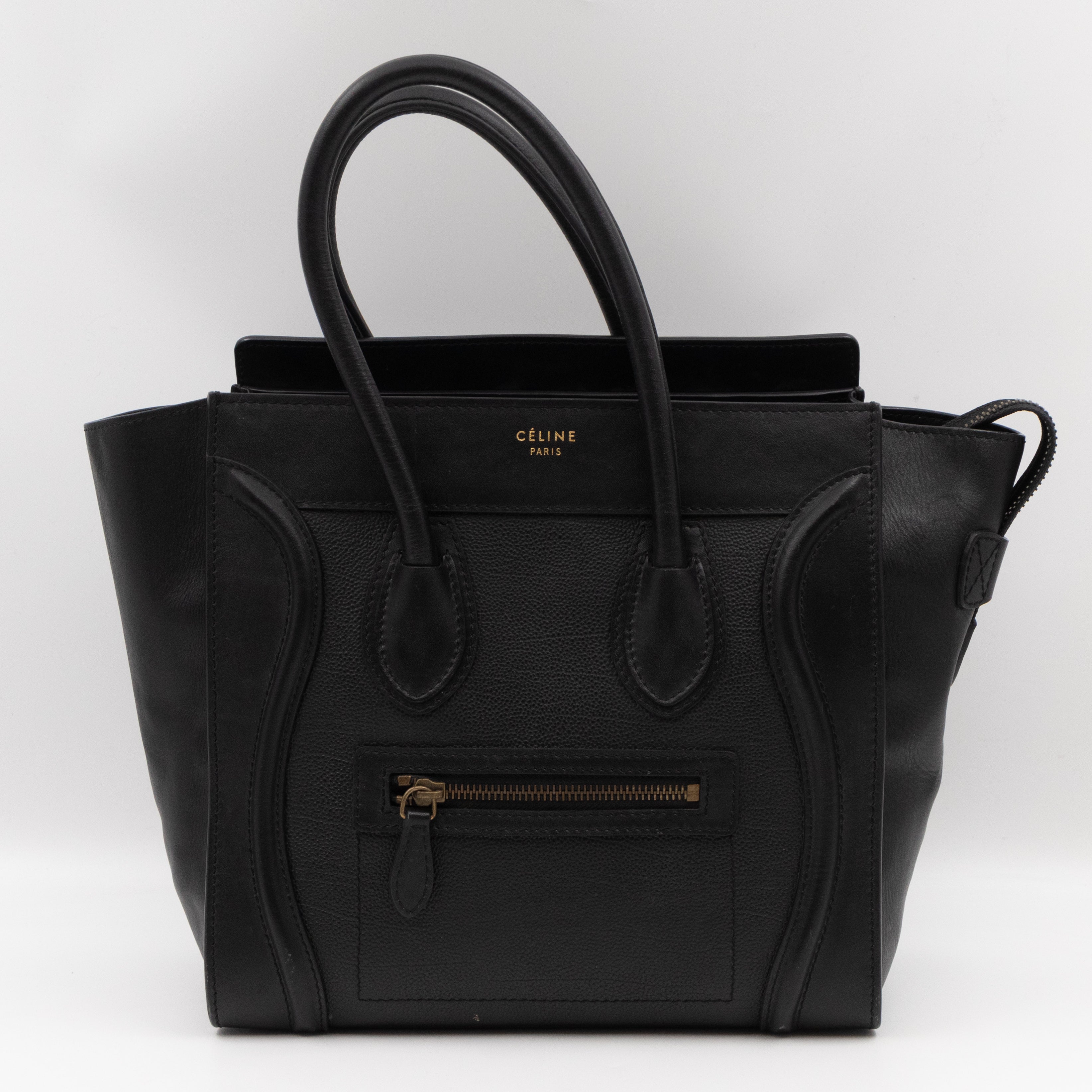 Micro Luggage Black Leather