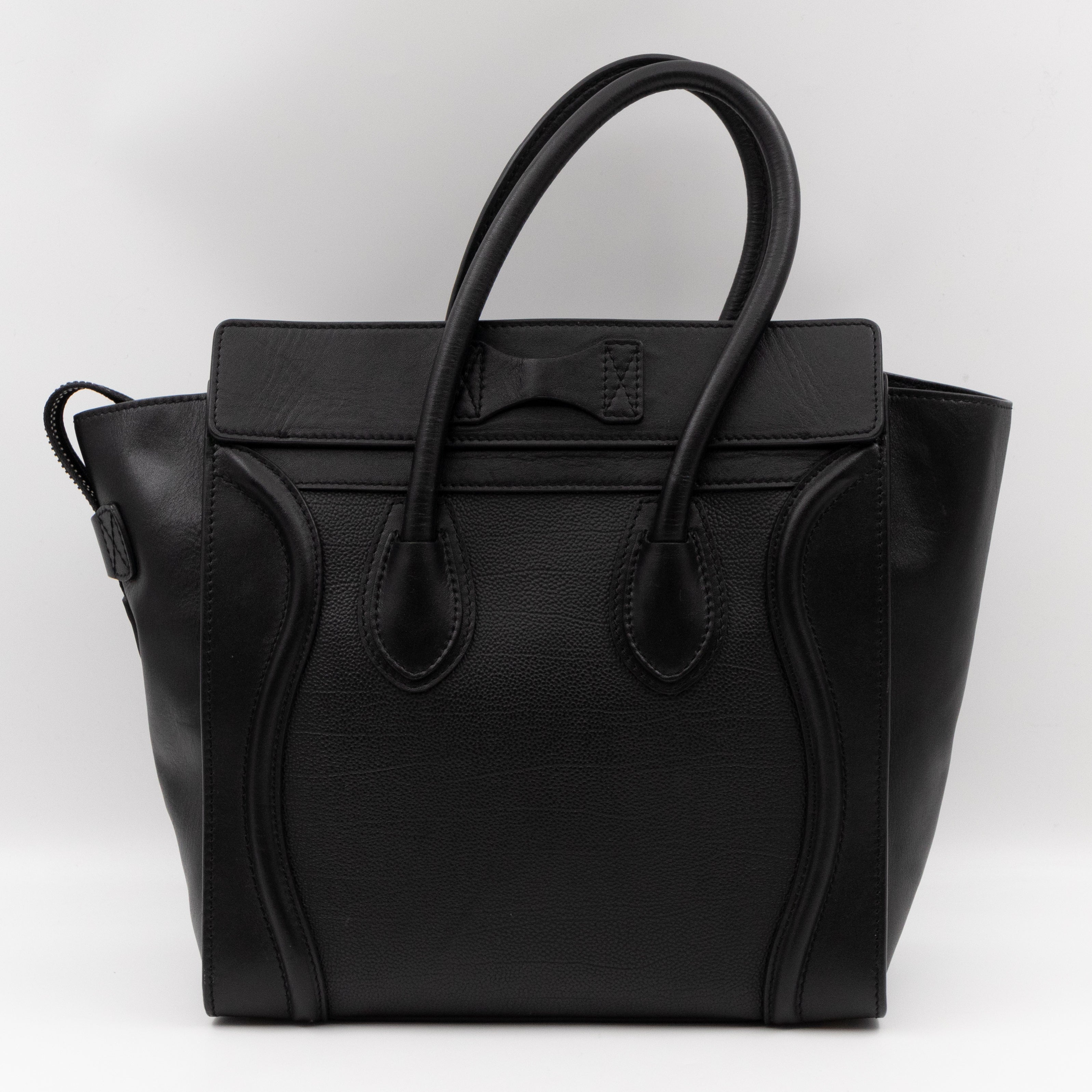 Micro Luggage Black Leather