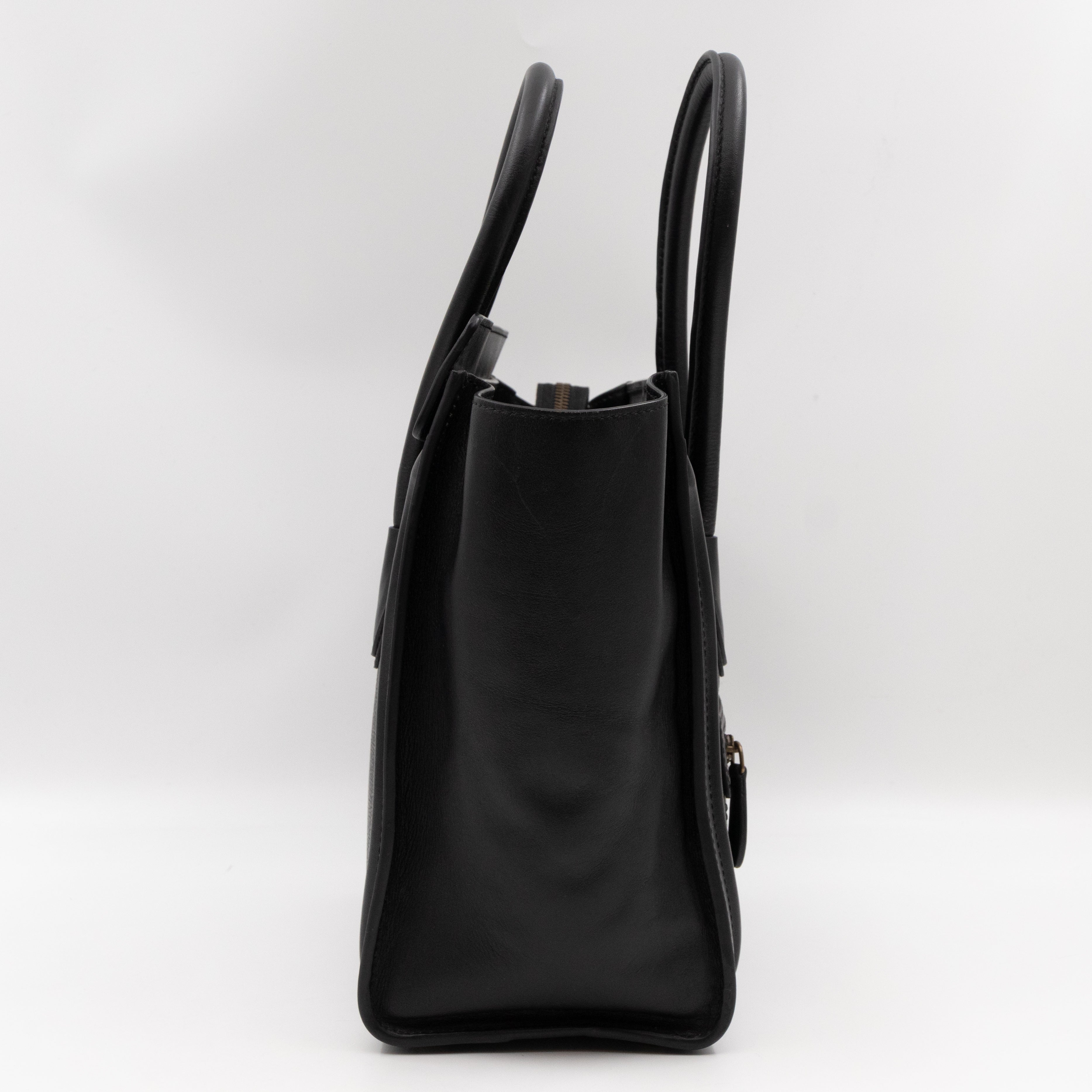 Micro Luggage Black Leather