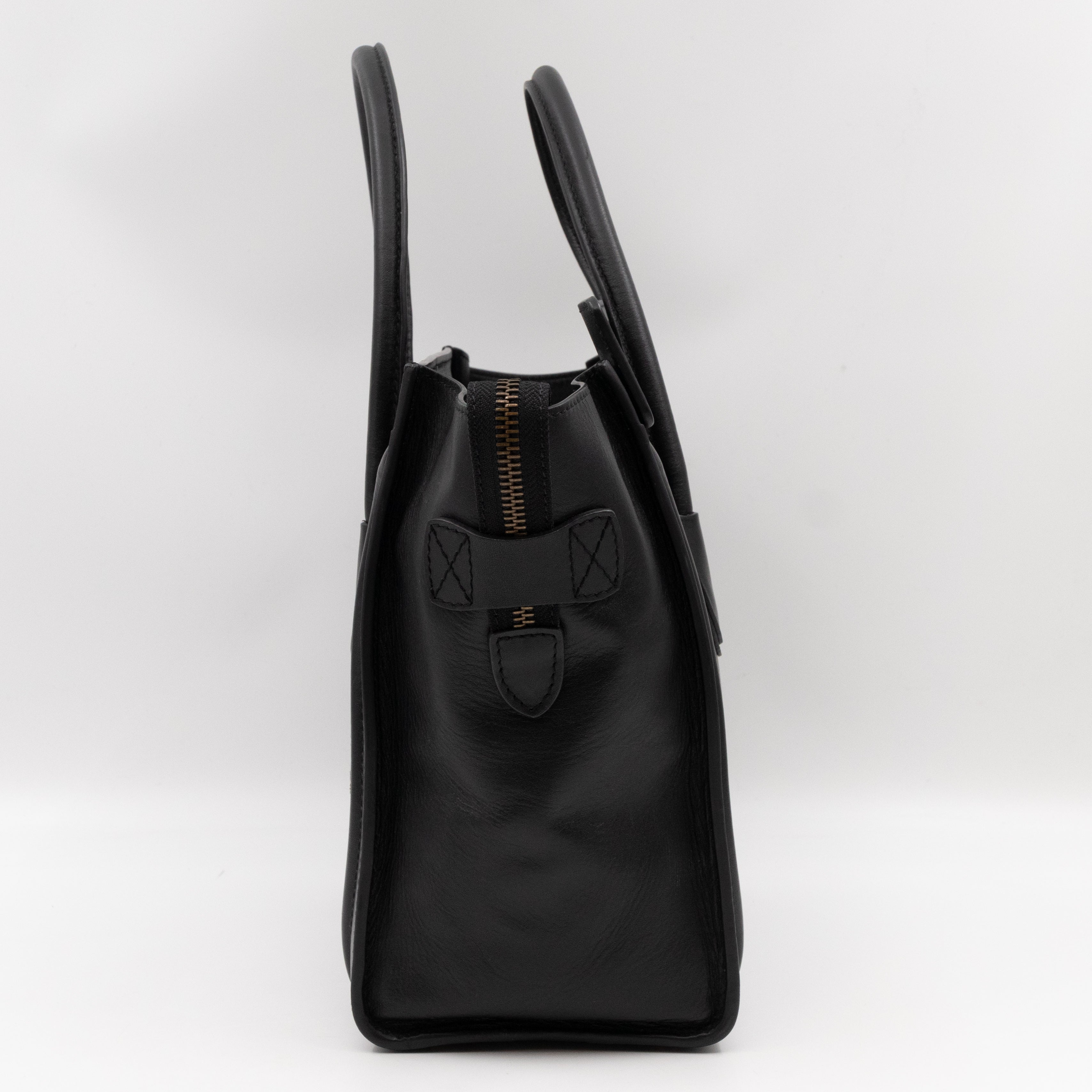 Micro Luggage Black Leather