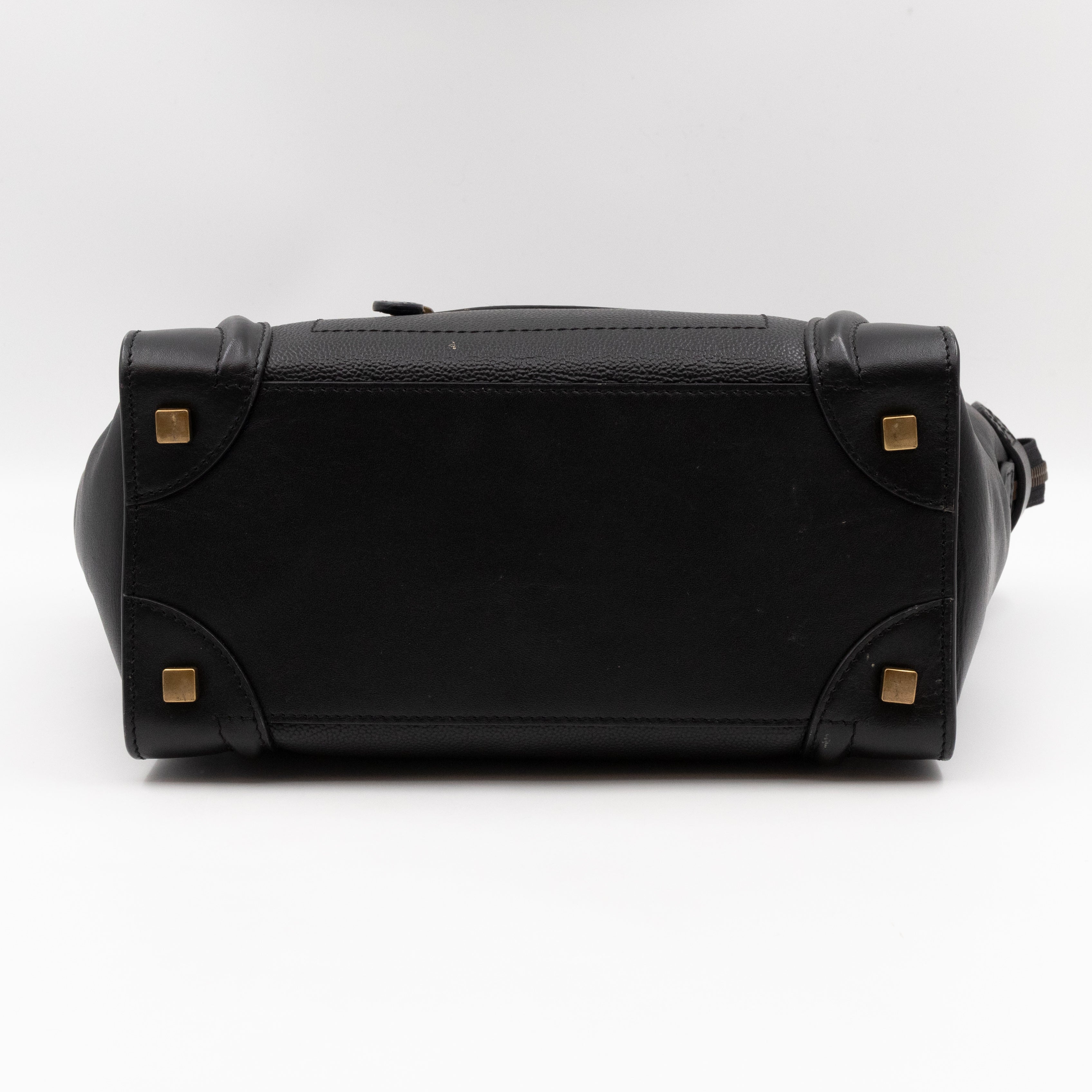 Micro Luggage Black Leather