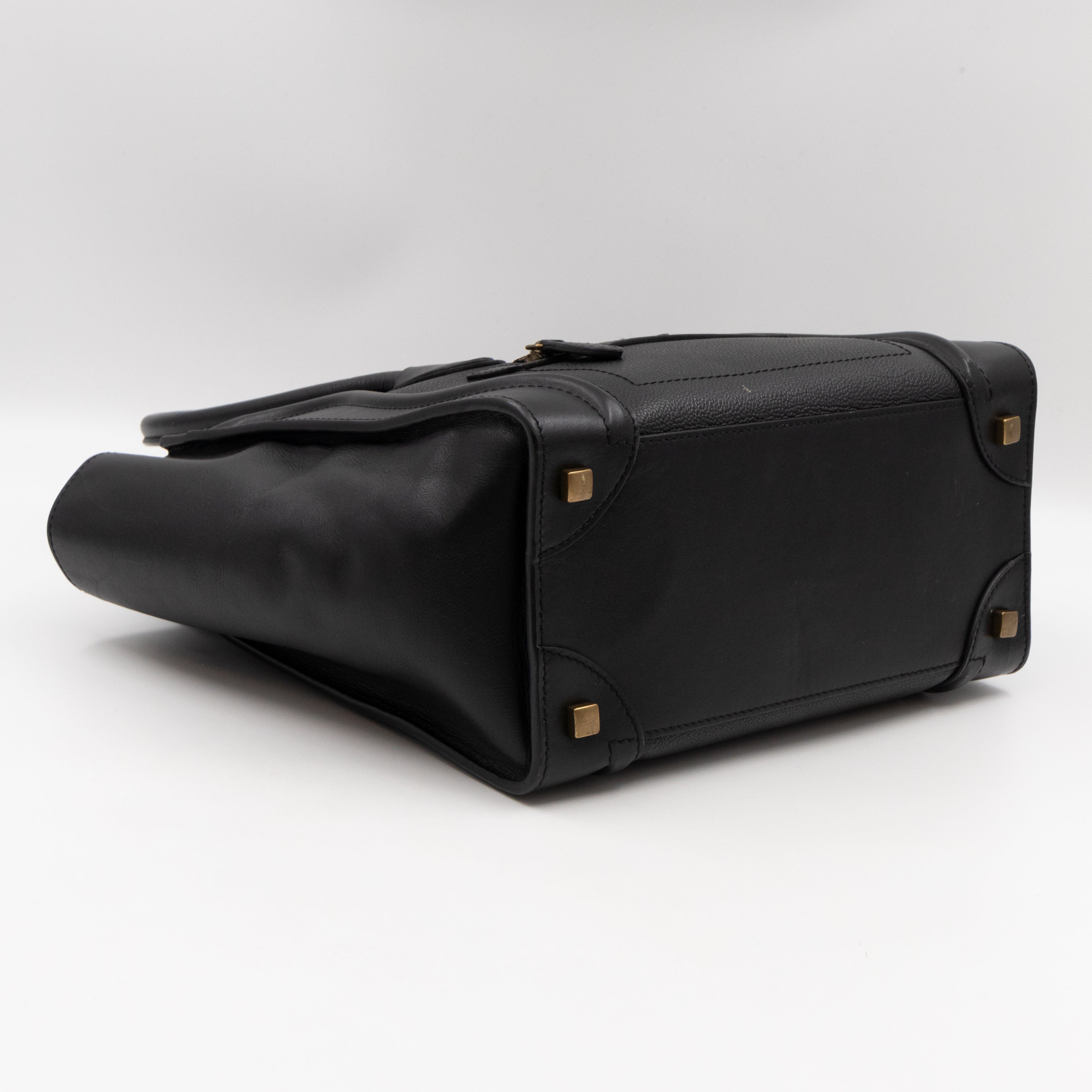 Micro Luggage Black Leather