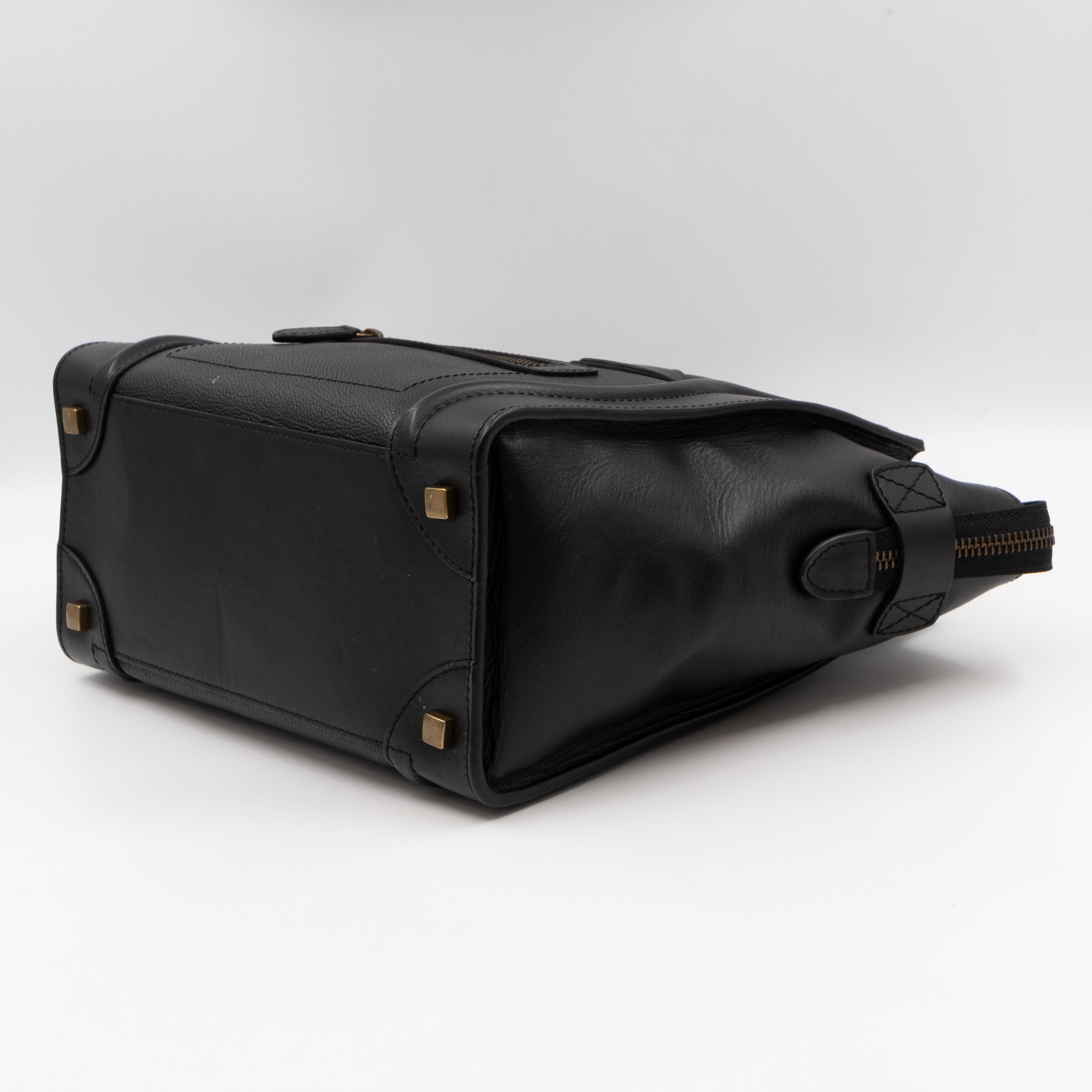 Micro Luggage Black Leather
