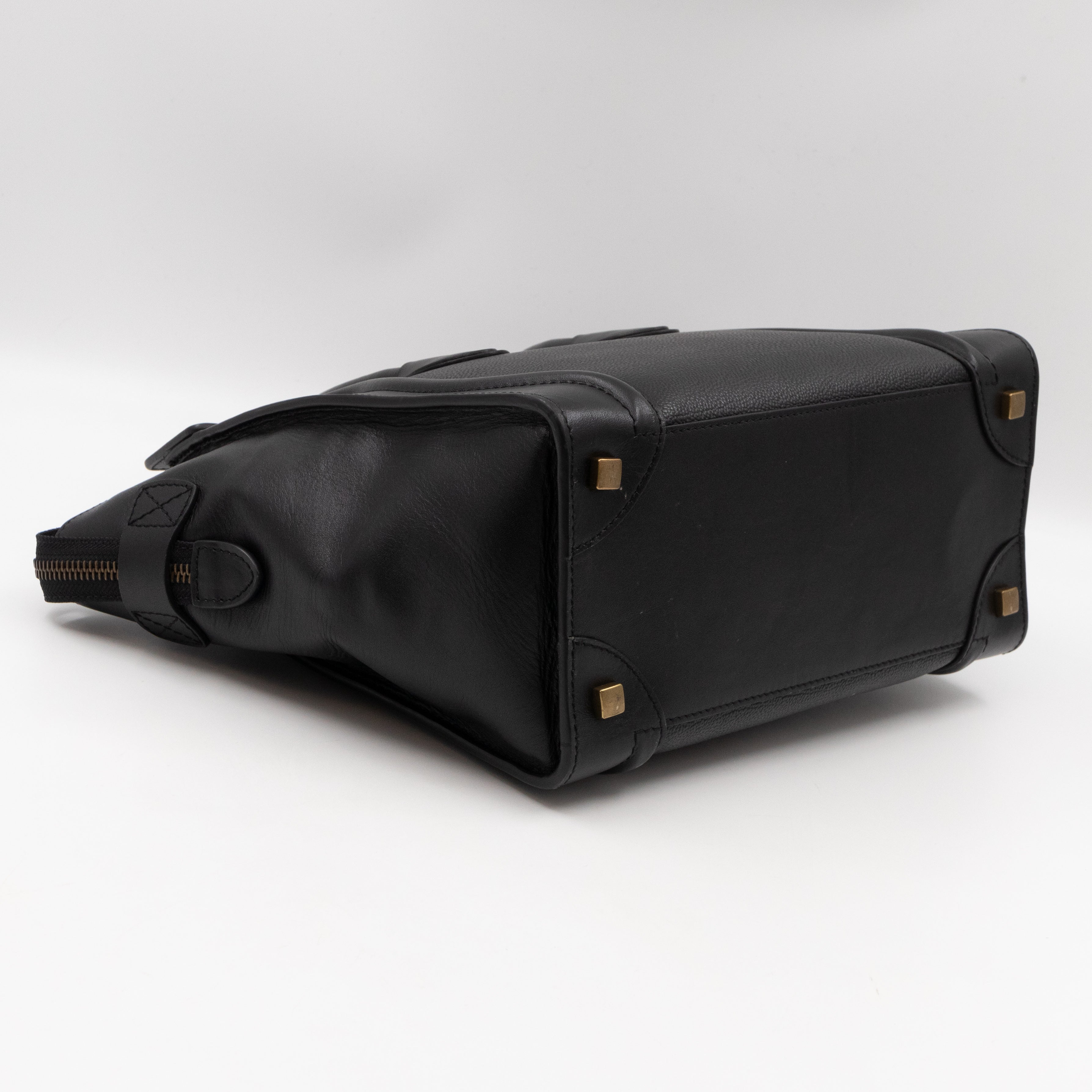 Micro Luggage Black Leather