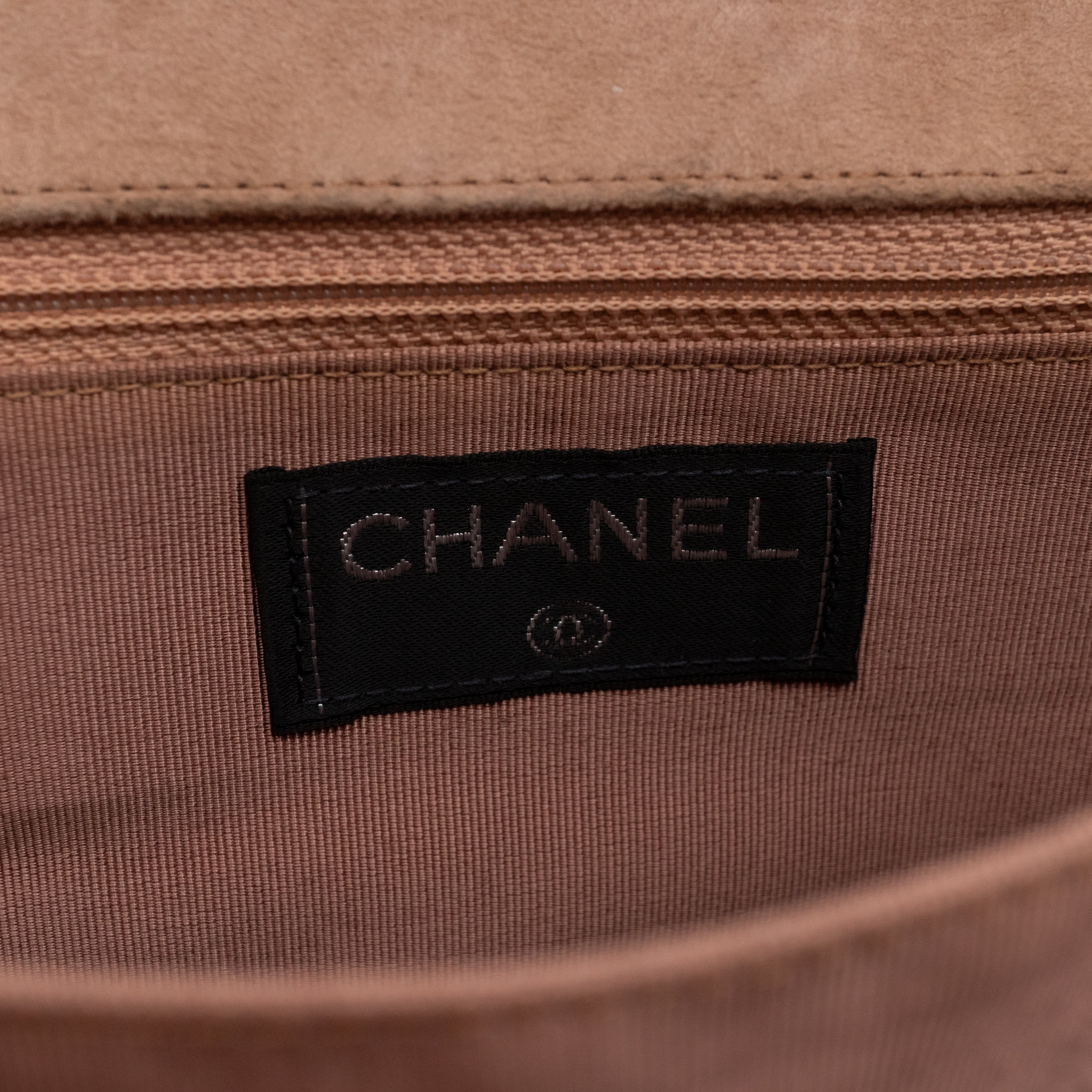 Mademoiselle Flap Shoulder Bag Choco Bar Beige Suede