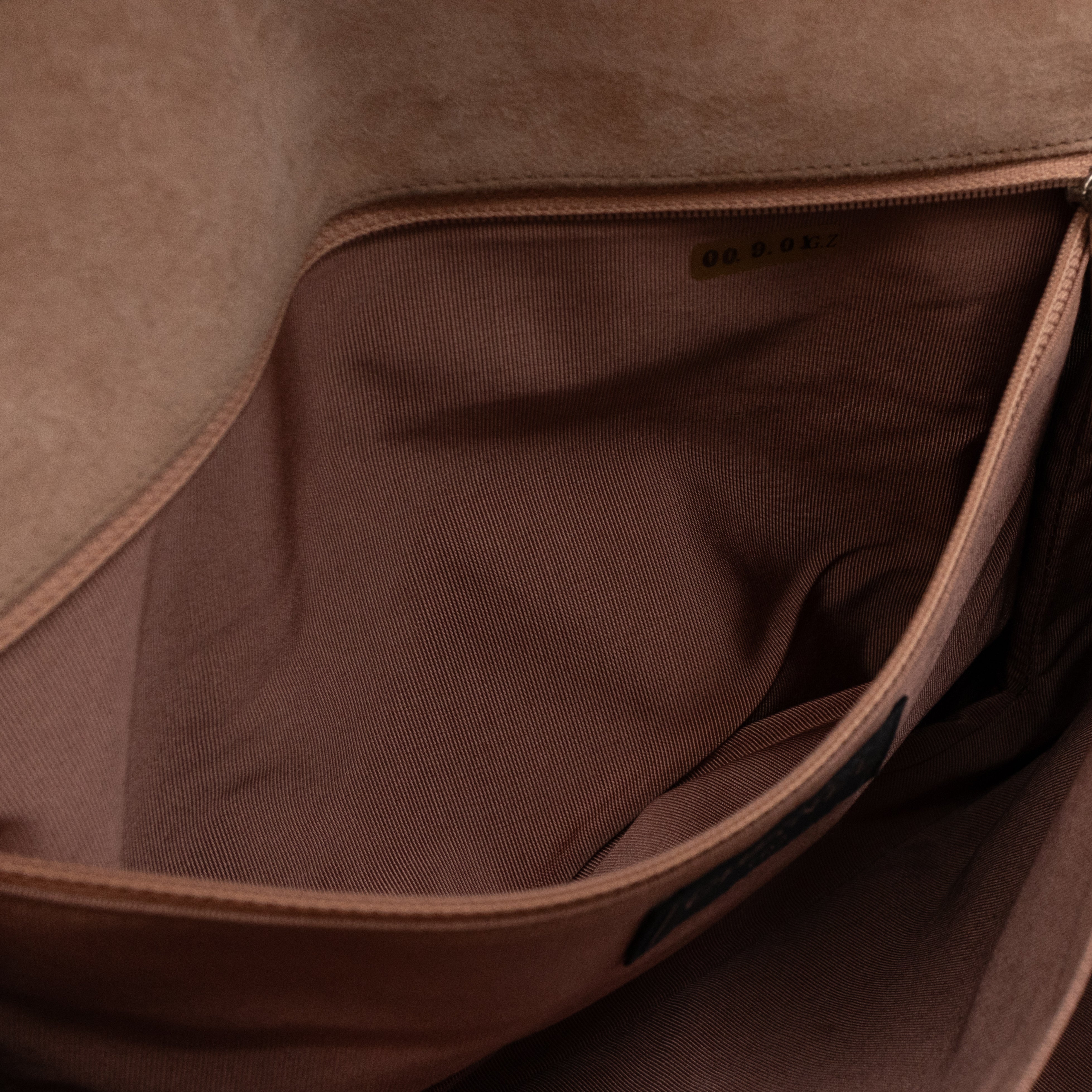 Mademoiselle Flap Shoulder Bag Choco Bar Beige Suede