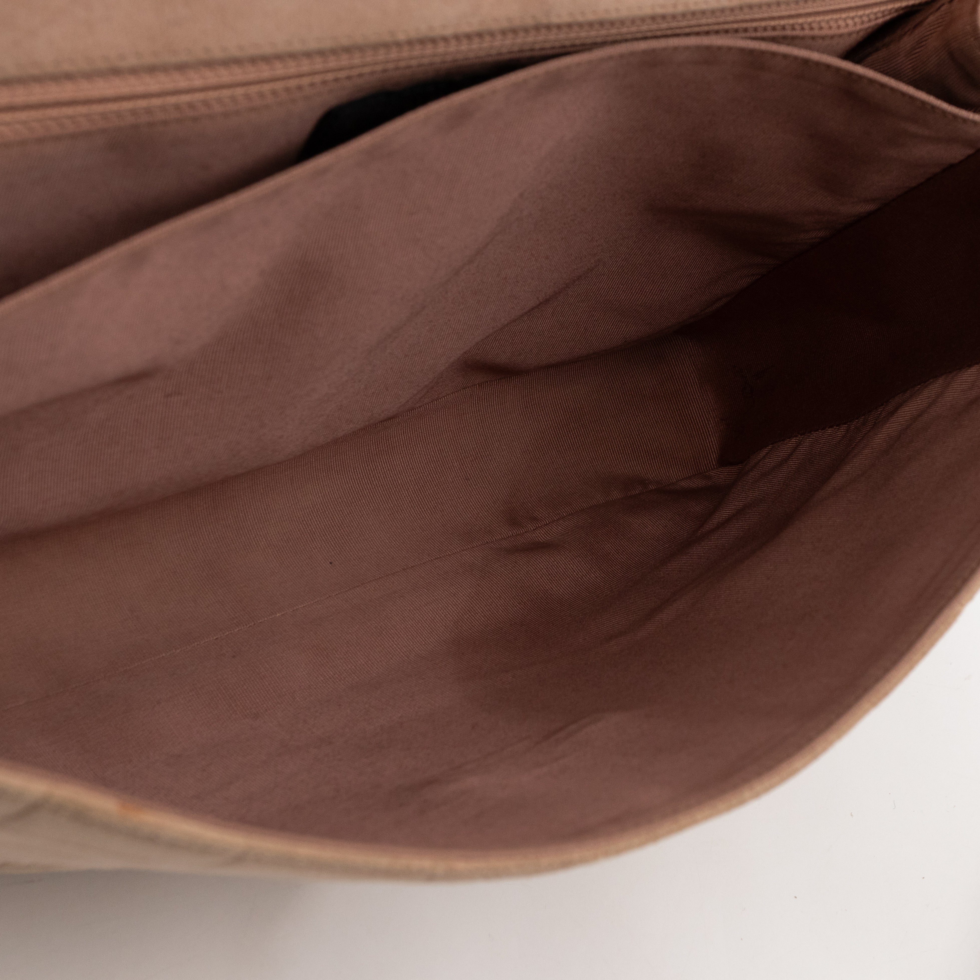 Mademoiselle Flap Shoulder Bag Choco Bar Beige Suede