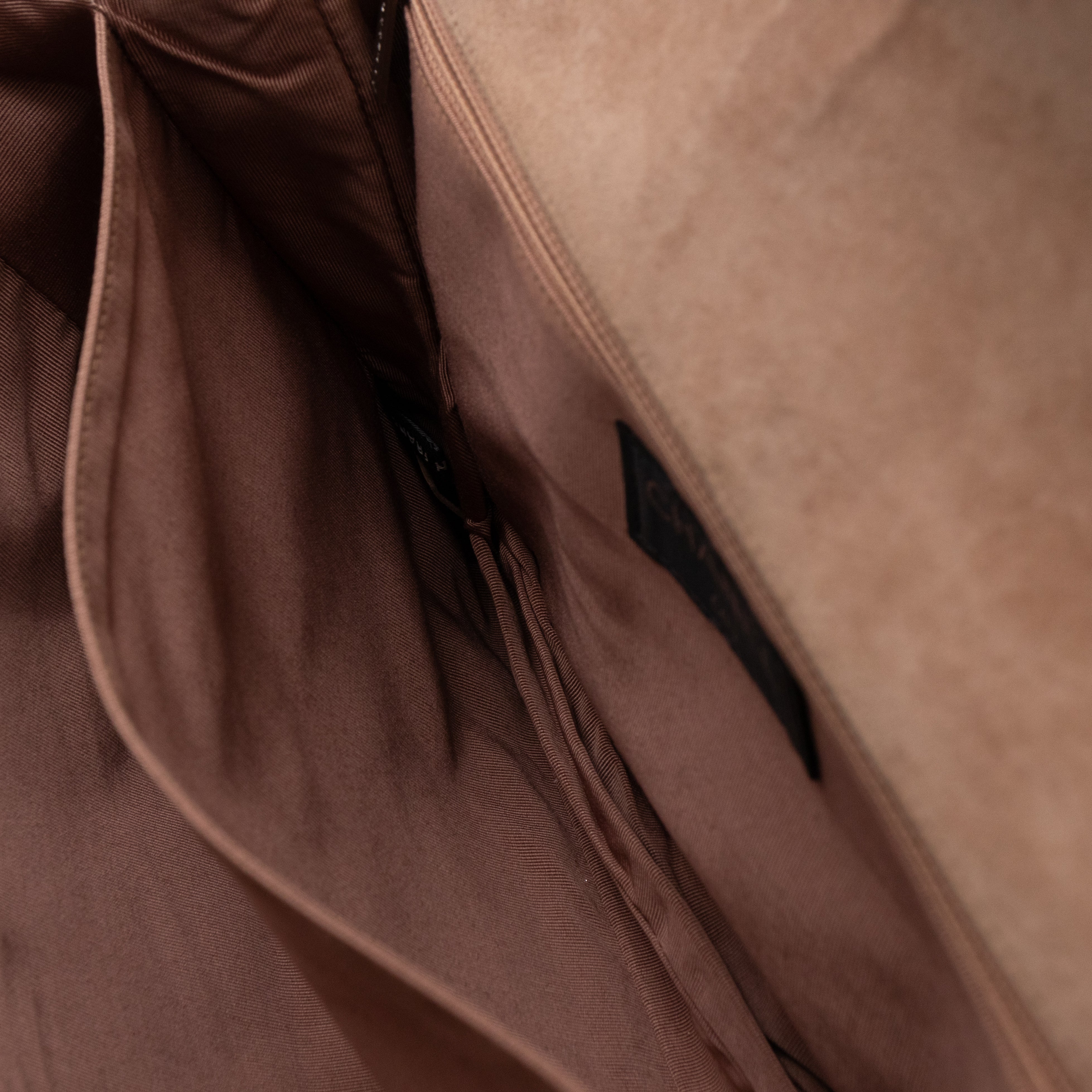 Mademoiselle Flap Shoulder Bag Choco Bar Beige Suede