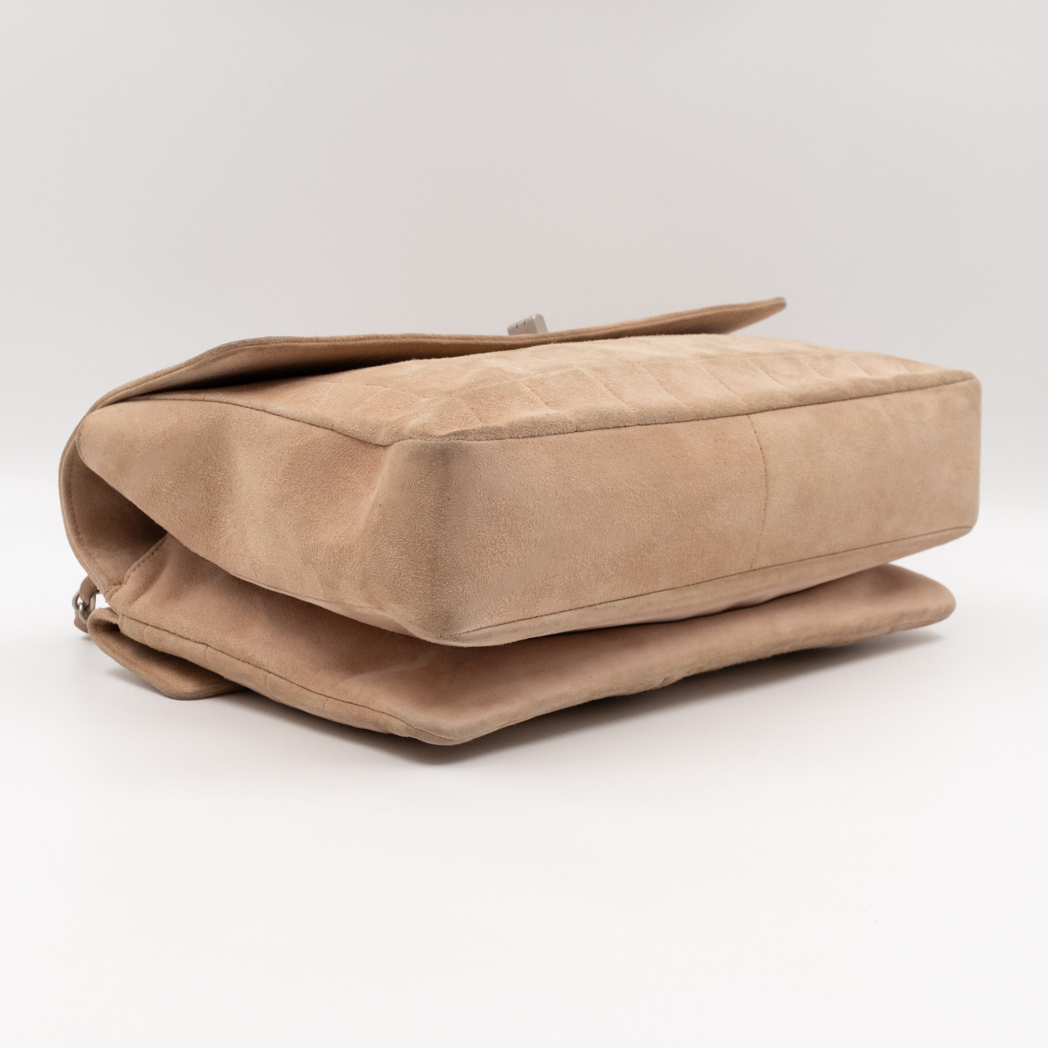 Mademoiselle Flap Shoulder Bag Choco Bar Beige Suede