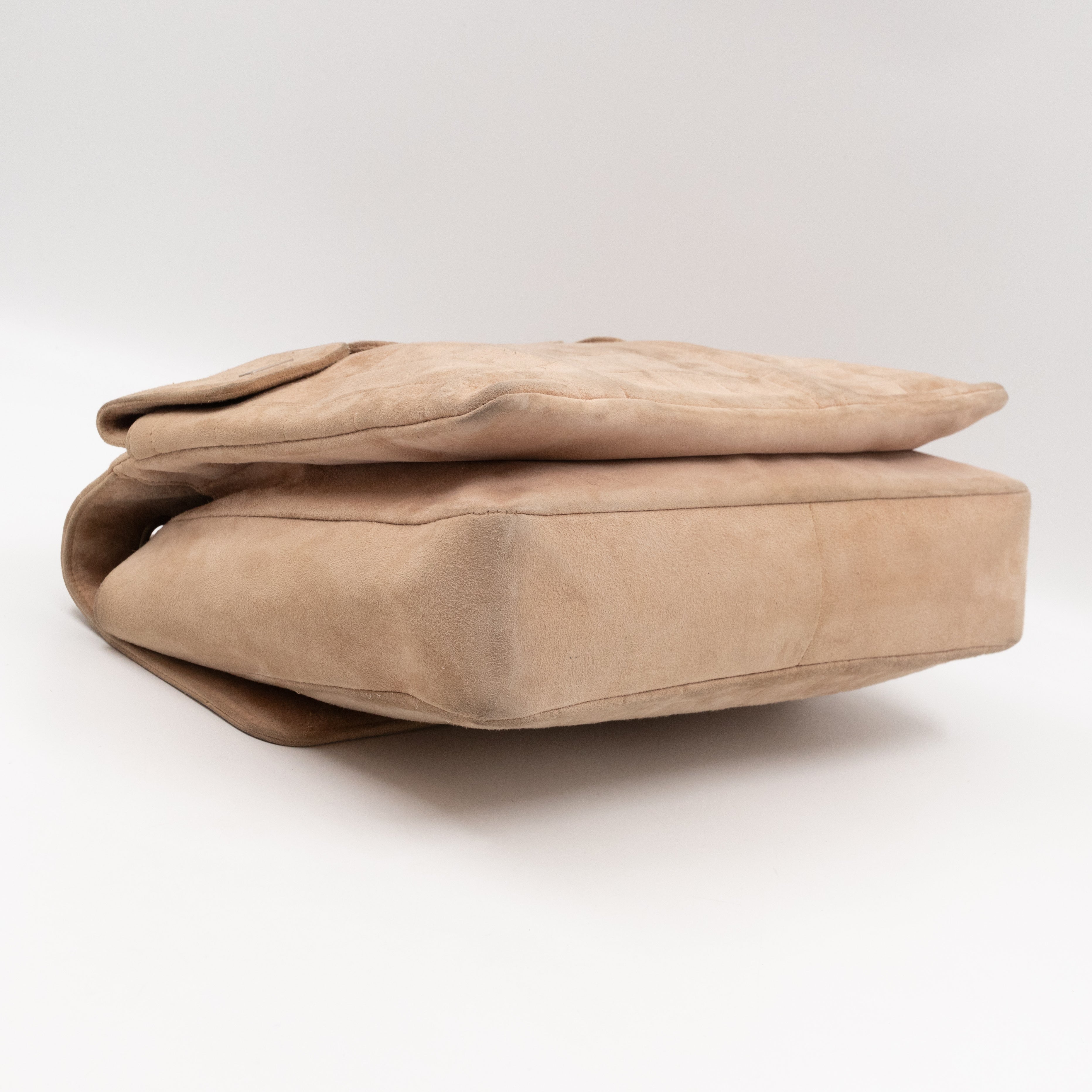 Mademoiselle Flap Shoulder Bag Choco Bar Beige Suede