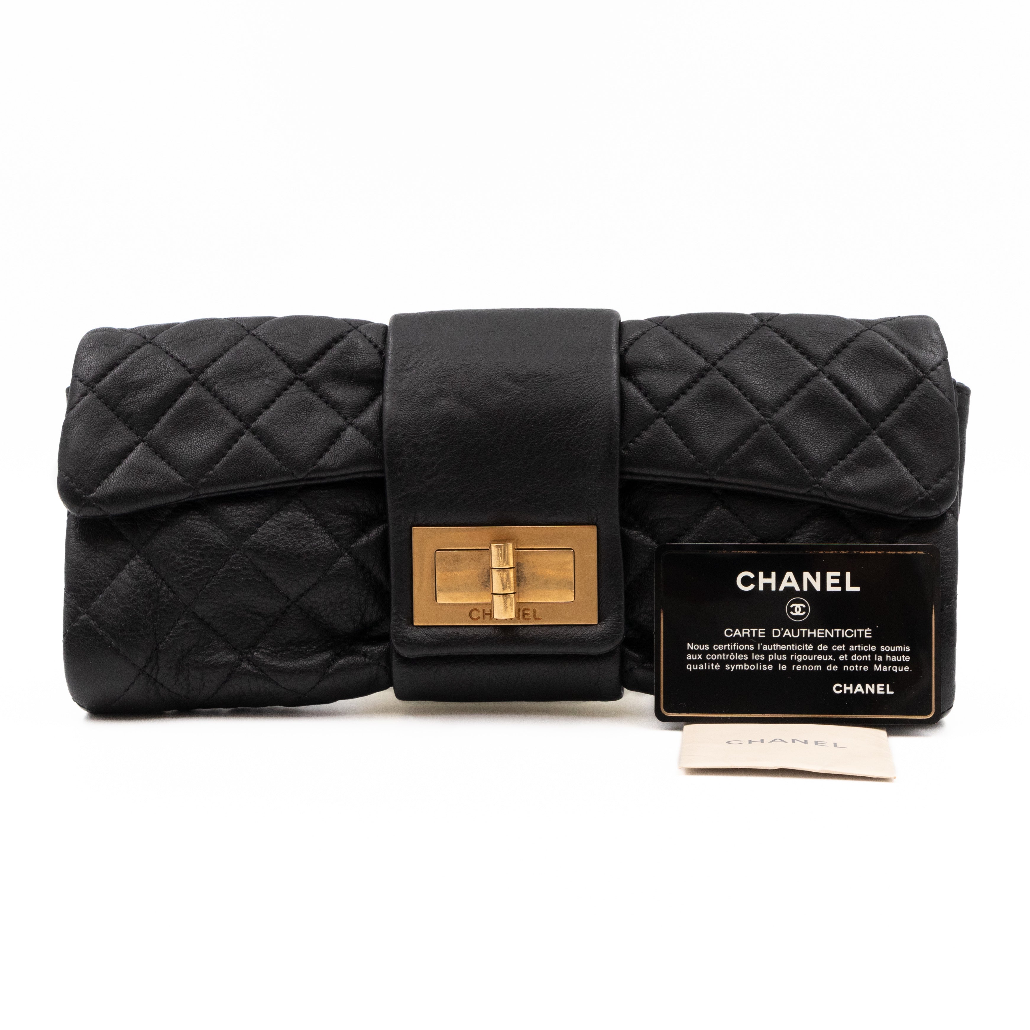 Mademoiselle Flap Clutch Black Leather