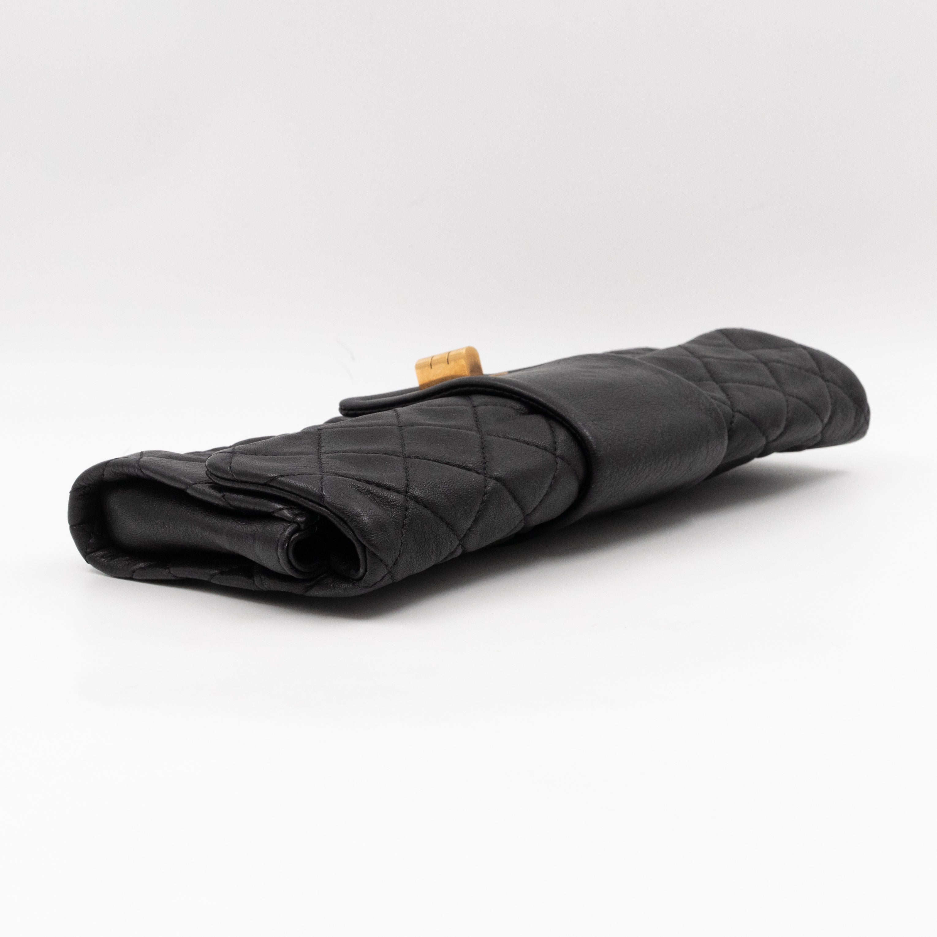 Mademoiselle Flap Clutch Black Leather