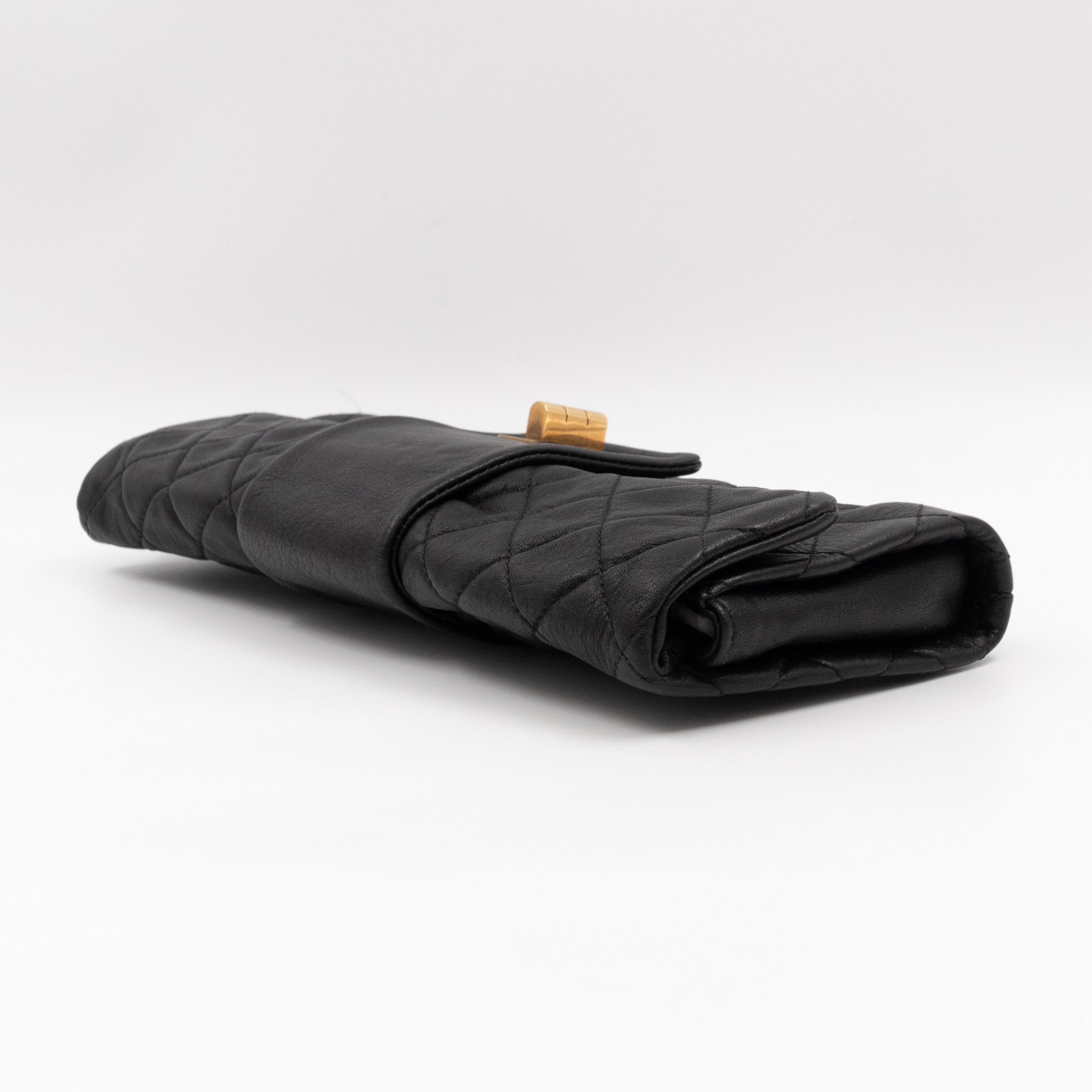 Mademoiselle Flap Clutch Black Leather