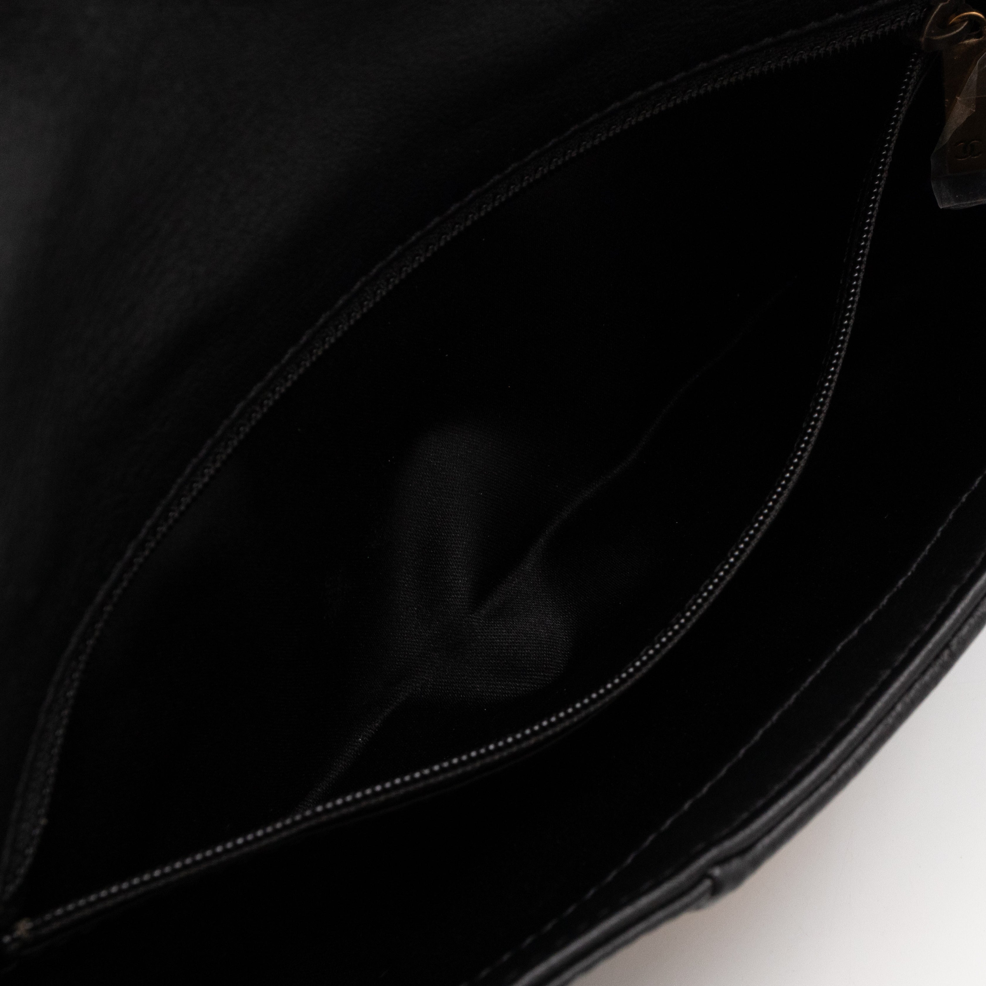 Mademoiselle Flap Clutch Black Leather