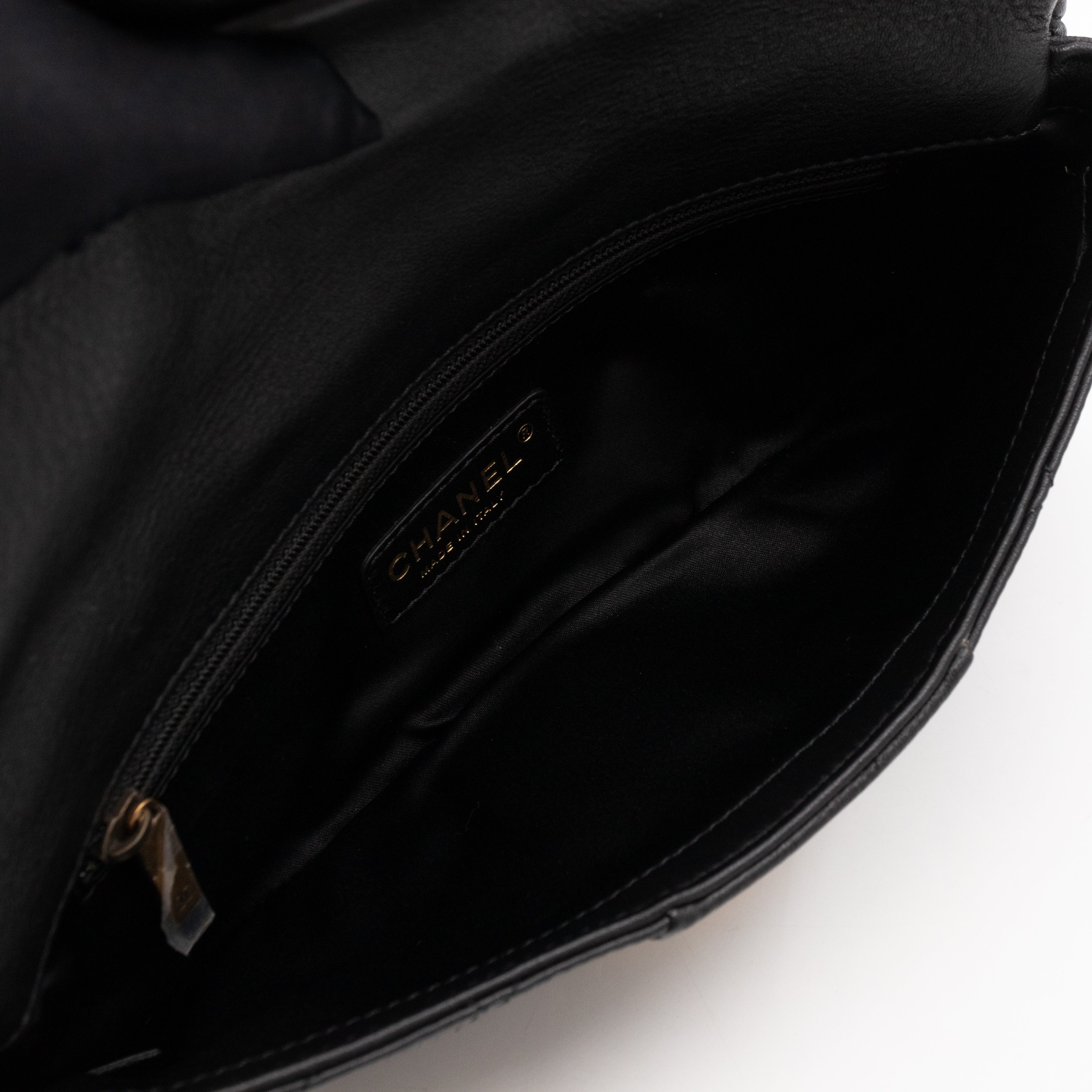 Mademoiselle Flap Clutch Black Leather