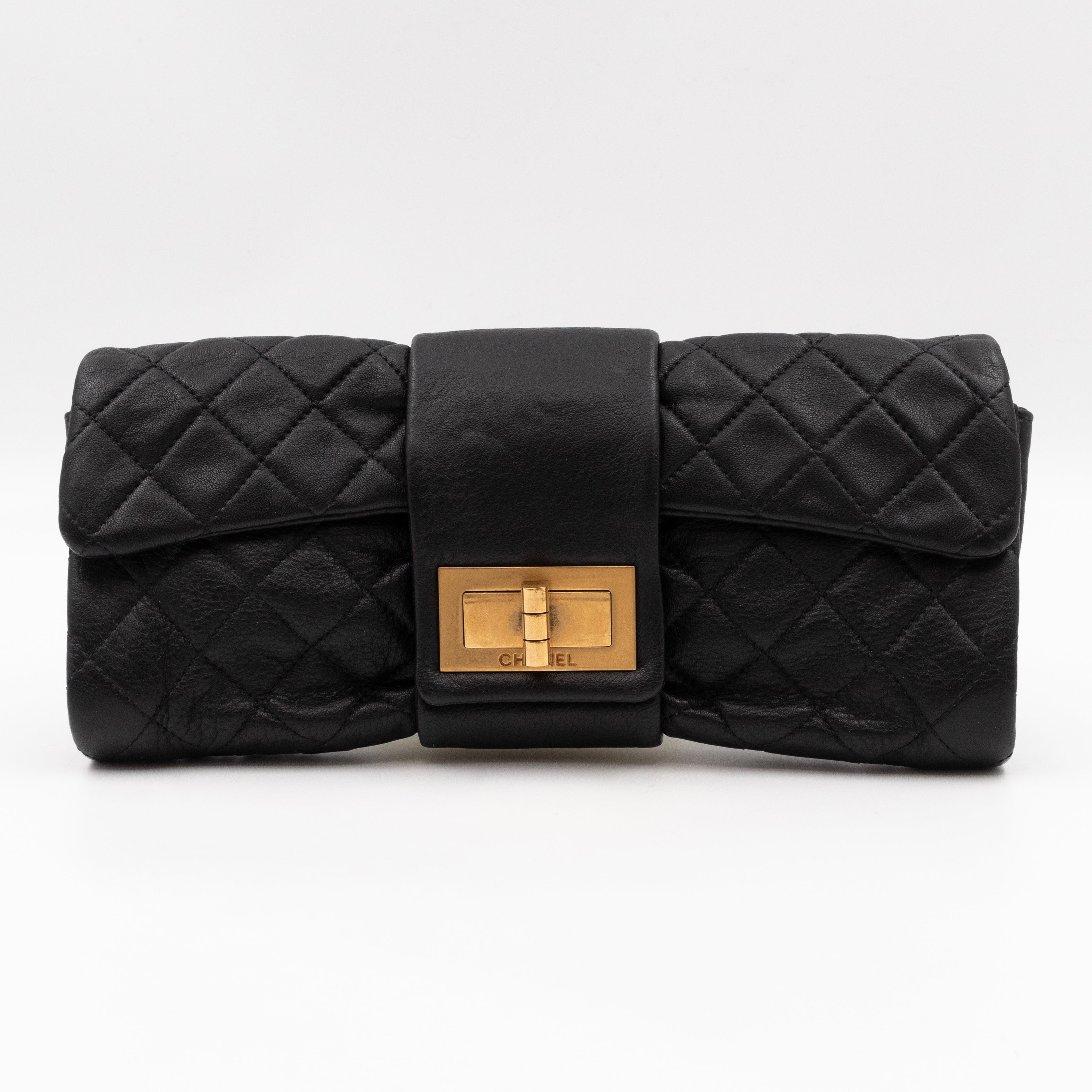 Mademoiselle Flap Clutch Black Leather