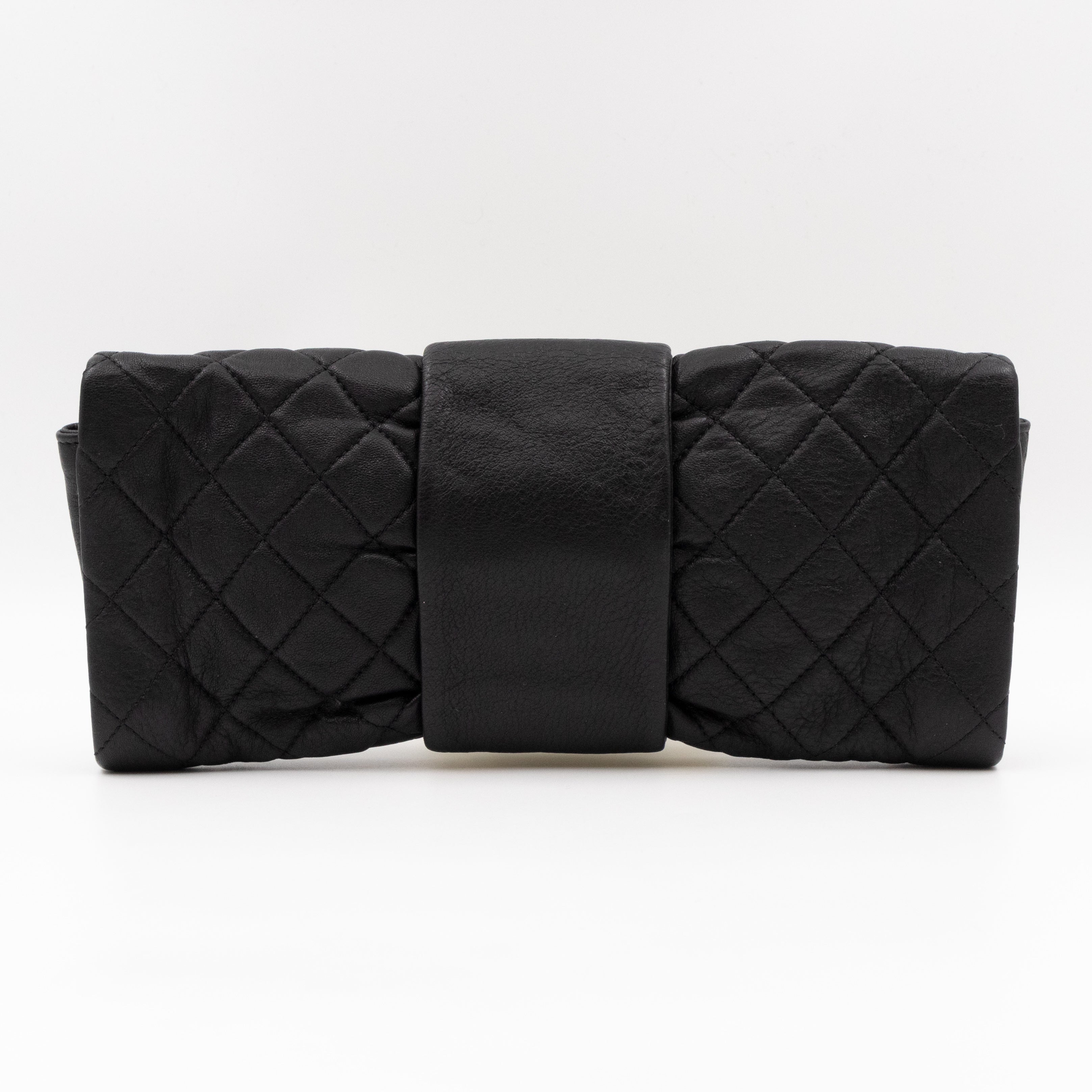Mademoiselle Flap Clutch Black Leather