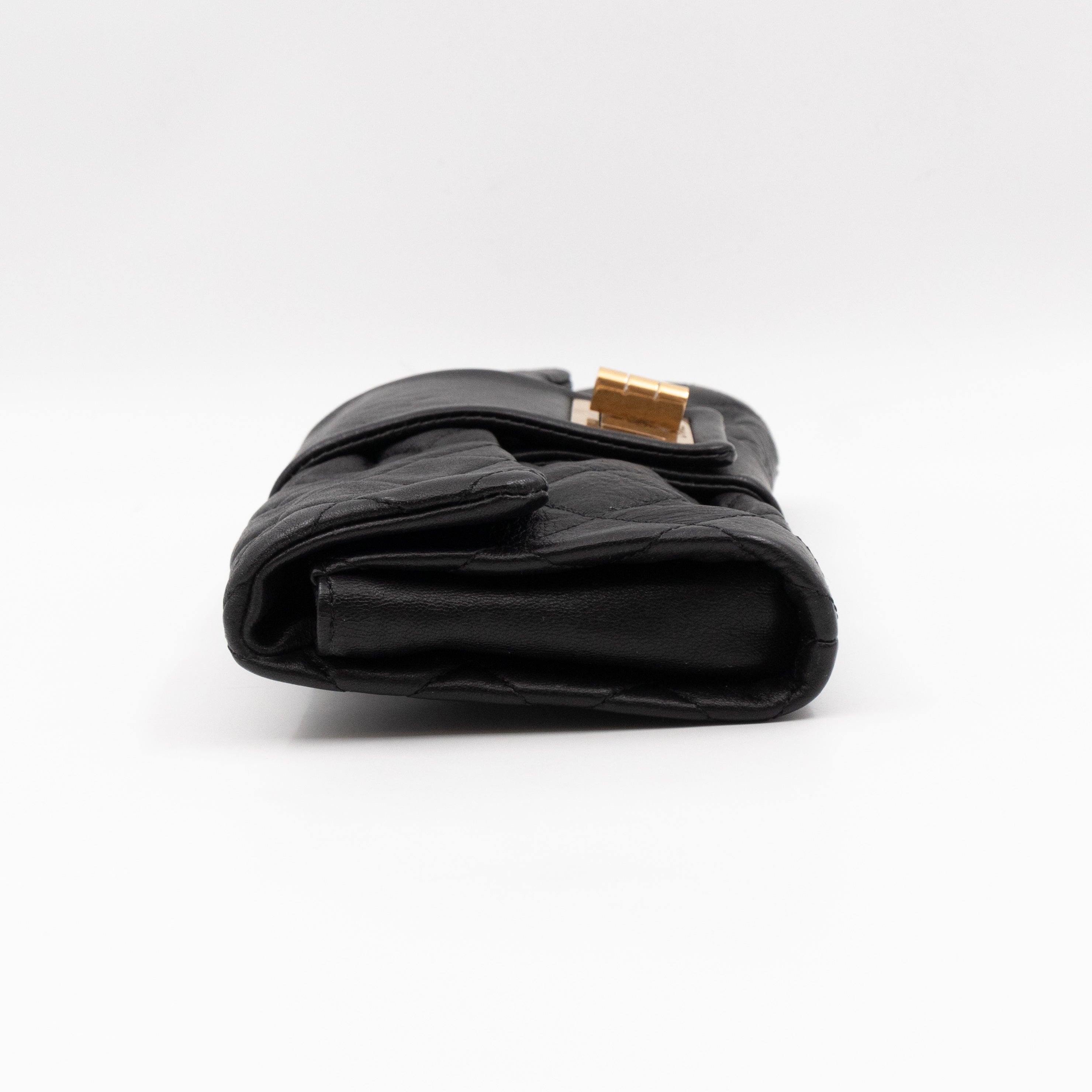 Mademoiselle Flap Clutch Black Leather