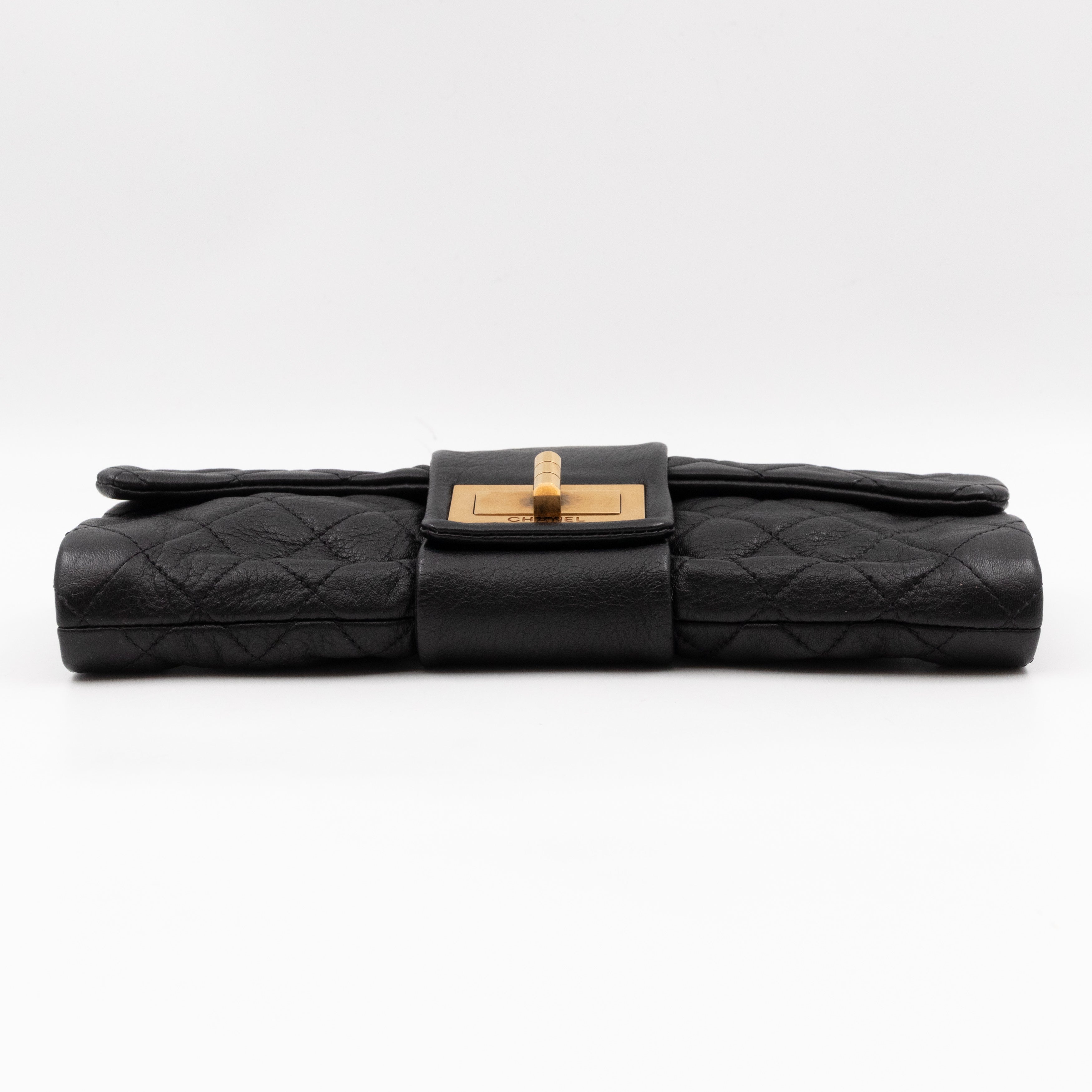 Mademoiselle Flap Clutch Black Leather