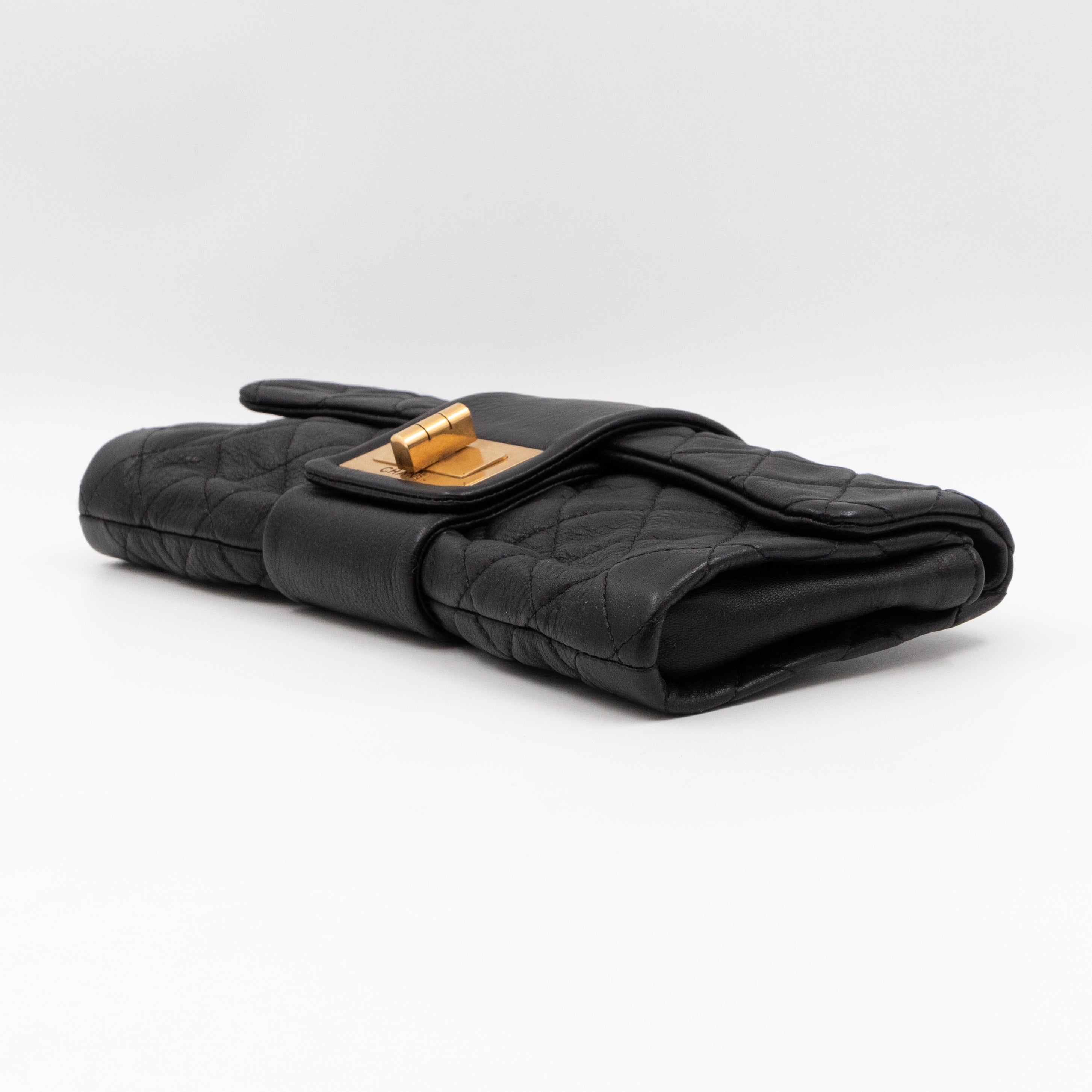 Mademoiselle Flap Clutch Black Leather