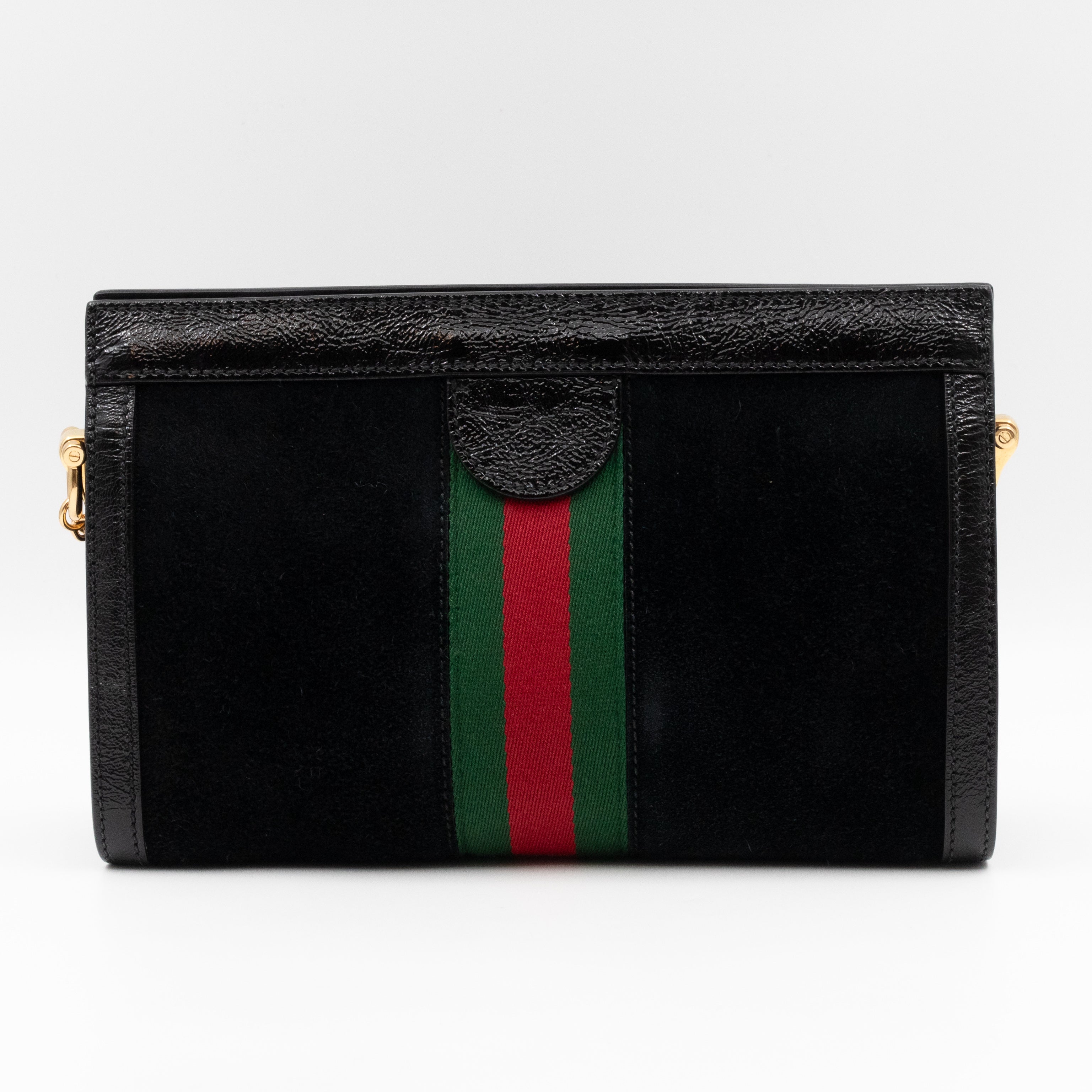 Ophidia Chain GG Small Shoulder Bag Black Suede