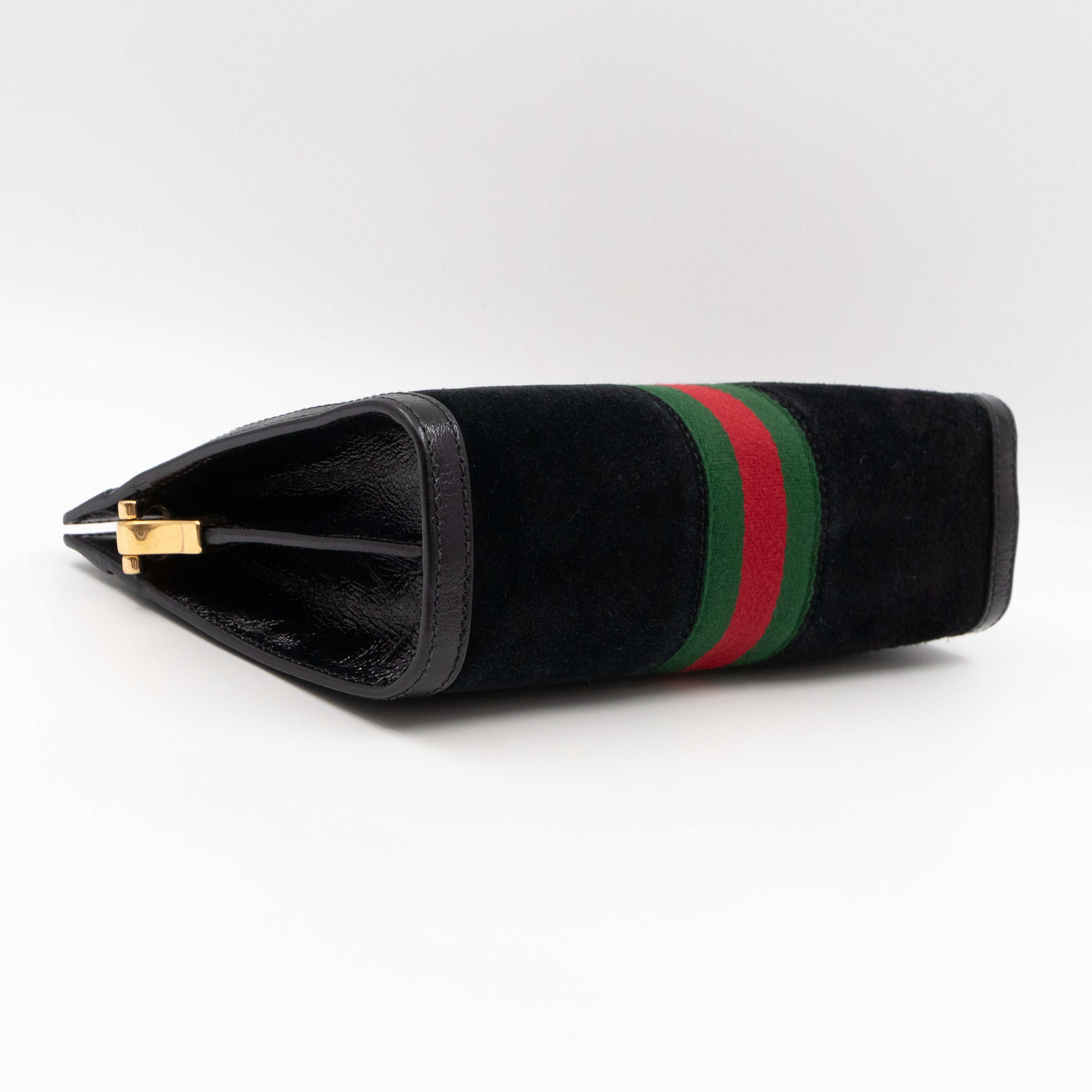 Ophidia Chain GG Small Shoulder Bag Black Suede