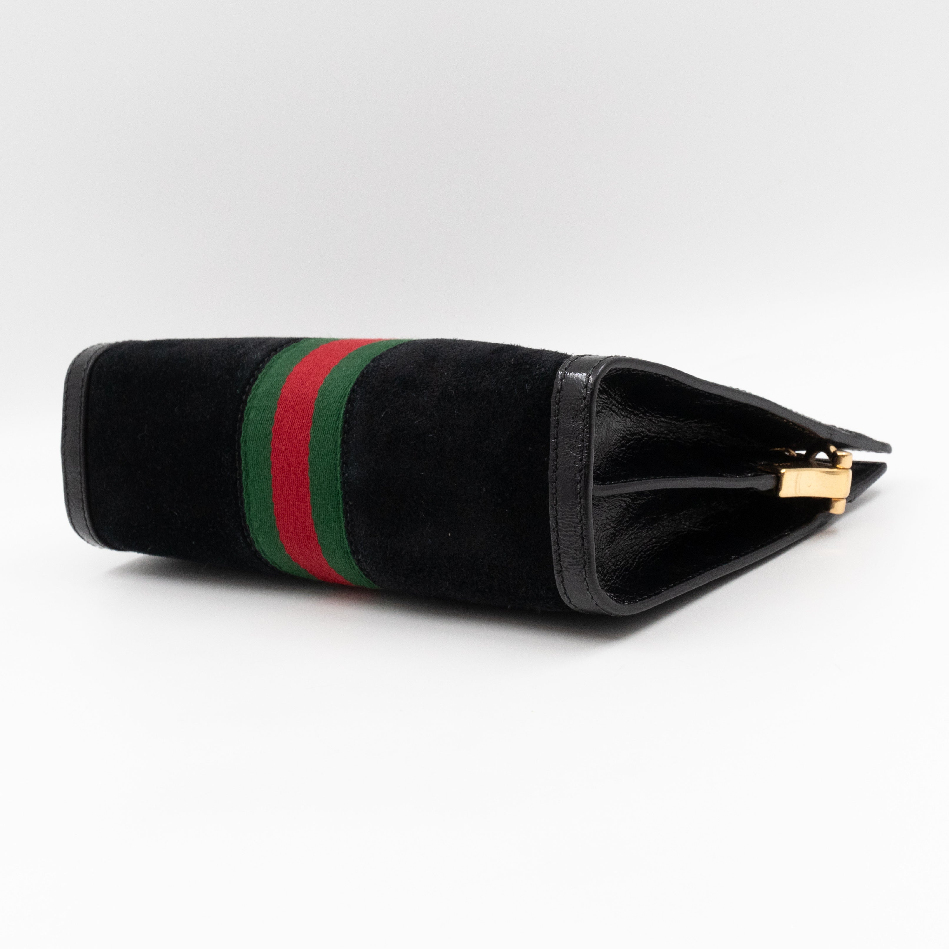 Ophidia Chain GG Small Shoulder Bag Black Suede