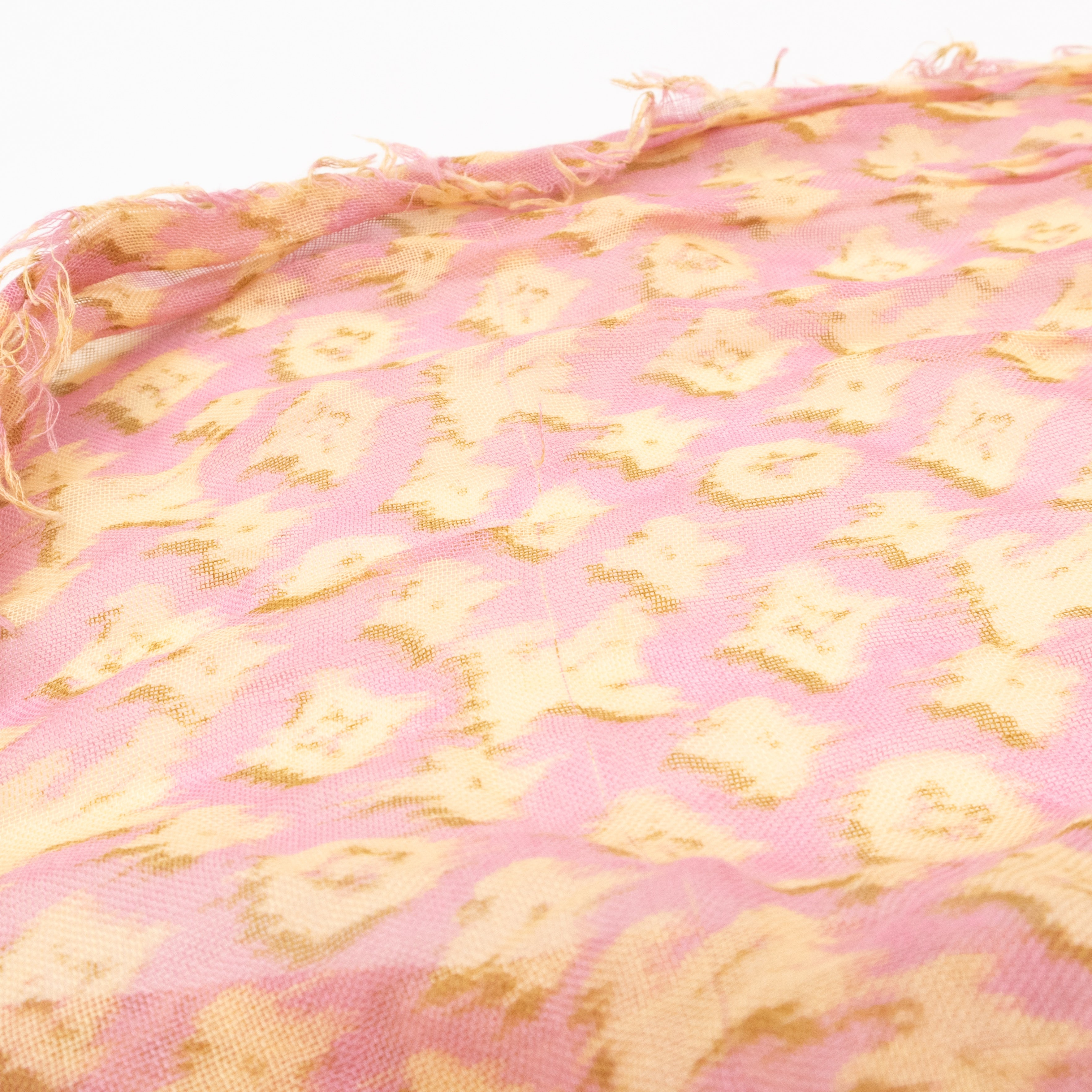 Etol Monogram Ikat Pink & Yellow Cashmere Silk Scarf