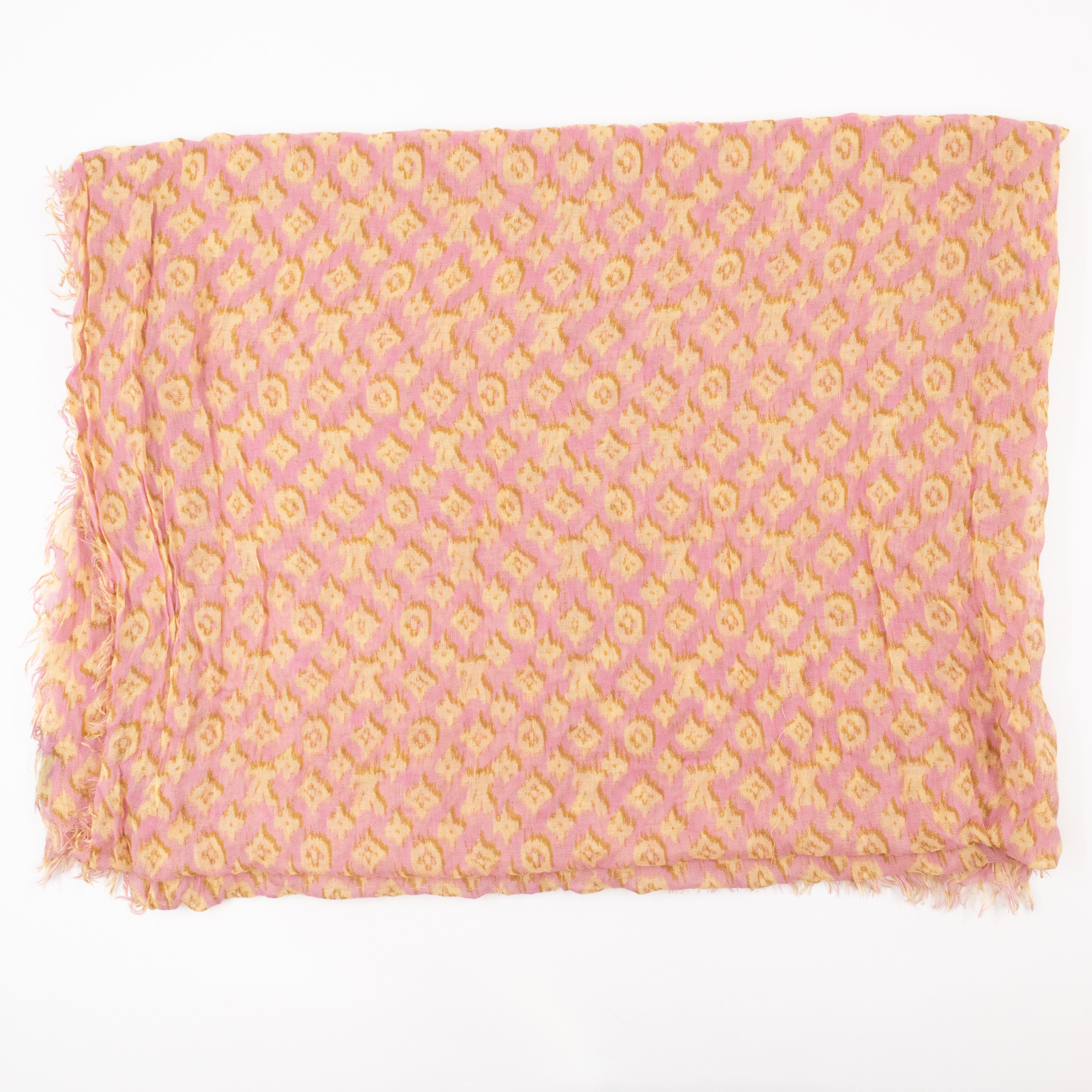 Etol Monogram Ikat Pink & Yellow Cashmere Silk Scarf