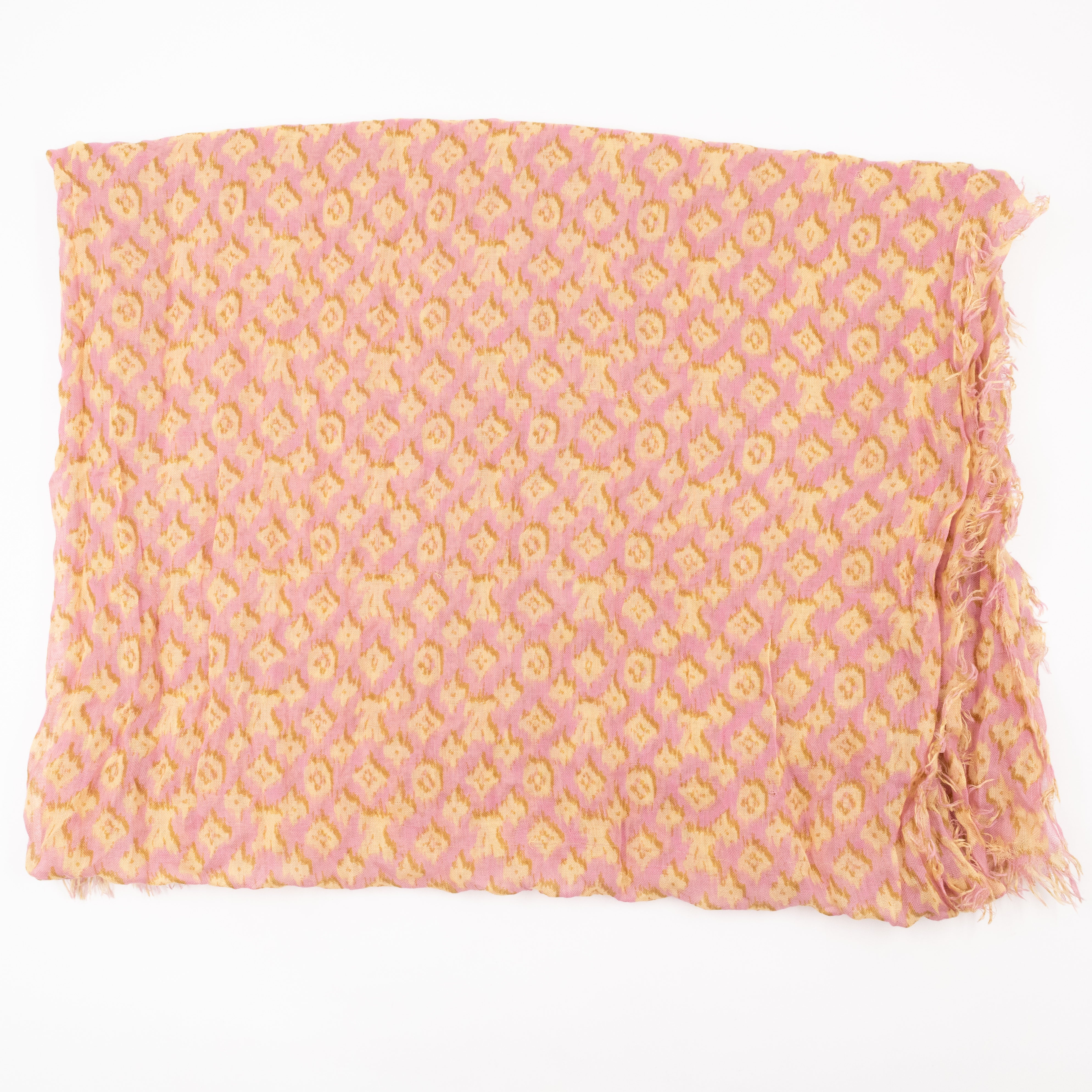 Etol Monogram Ikat Pink & Yellow Cashmere Silk Scarf