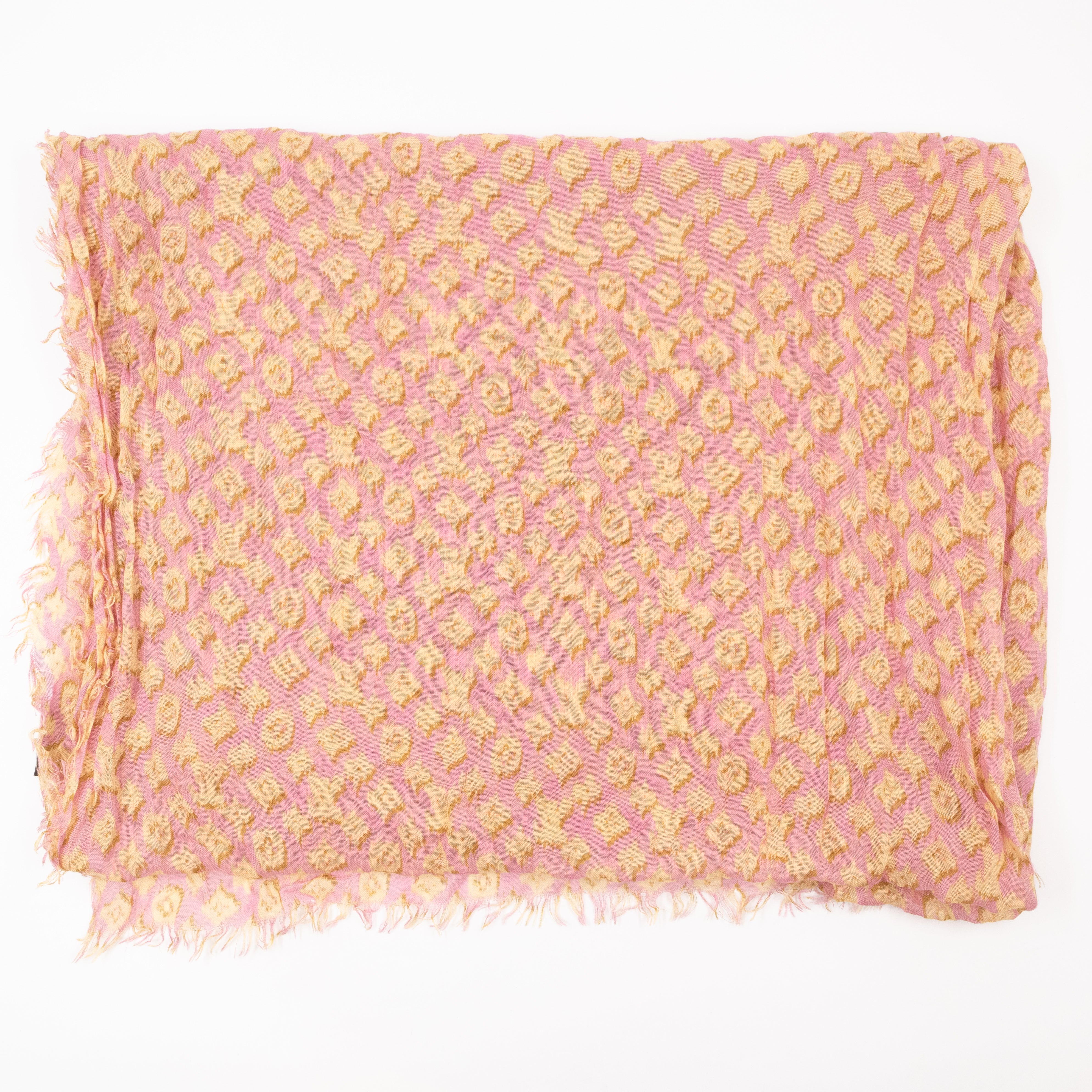 Etol Monogram Ikat Pink & Yellow Cashmere Silk Scarf