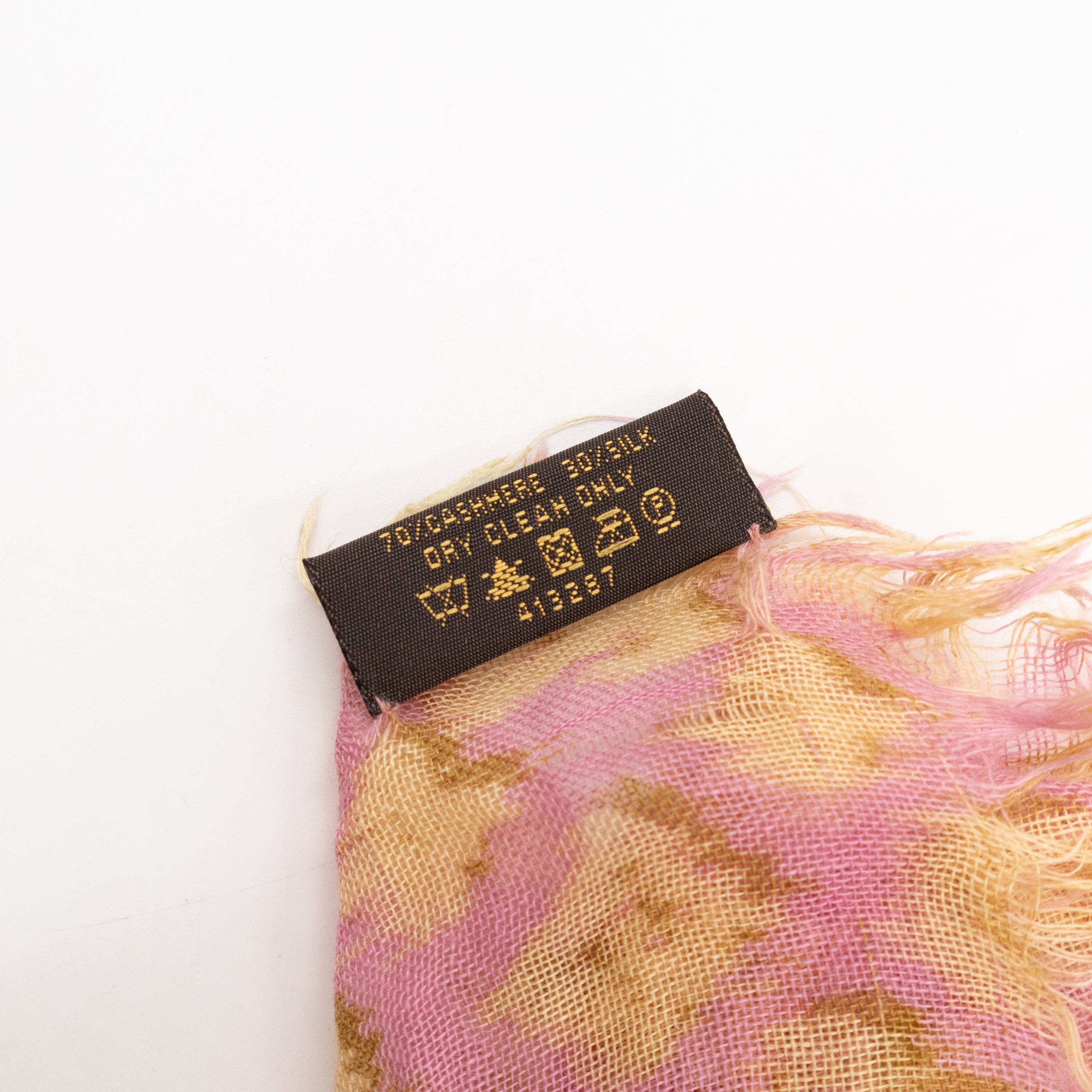 Etol Monogram Ikat Pink & Yellow Cashmere Silk Scarf