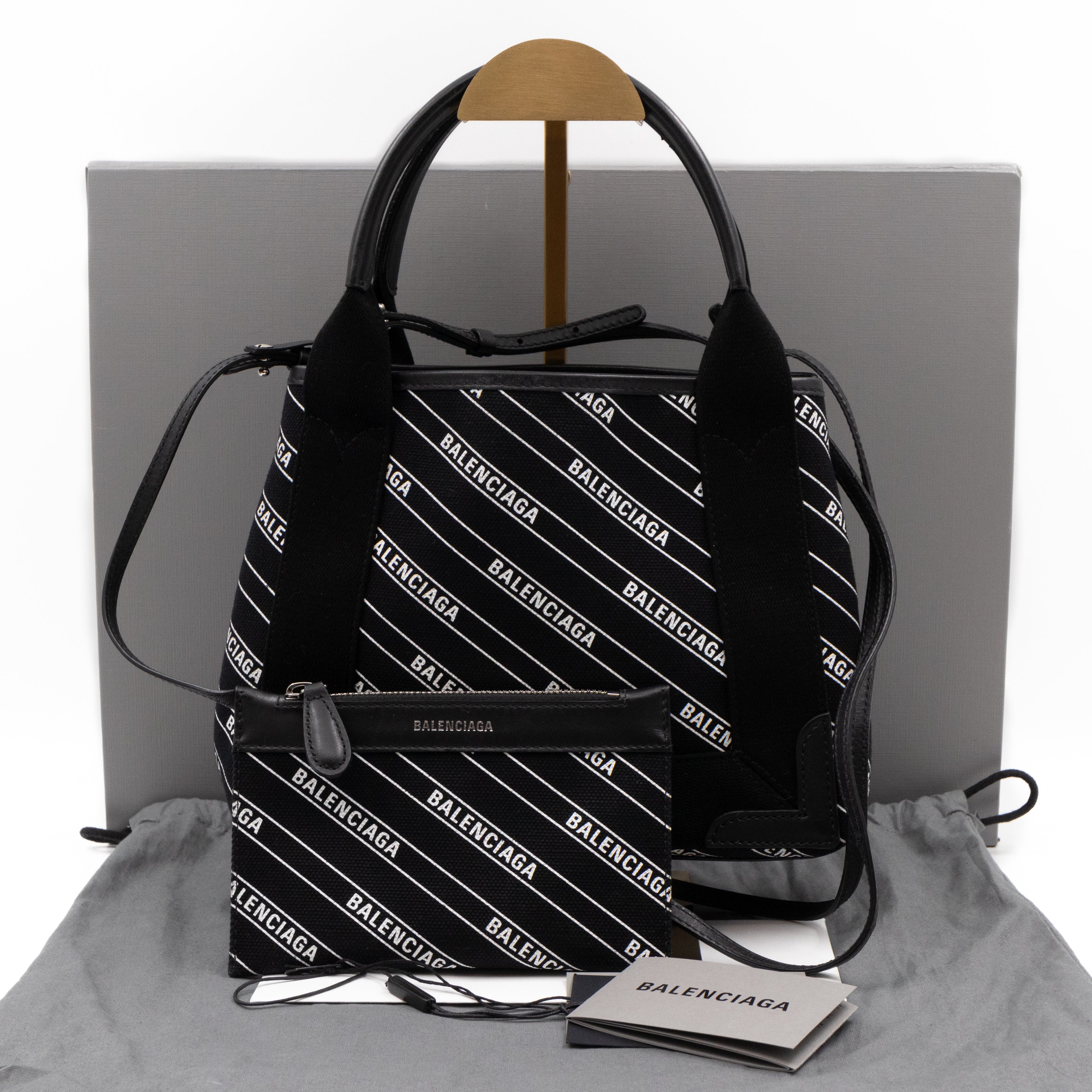 Navy Cabas XS Black Cotton Canvas