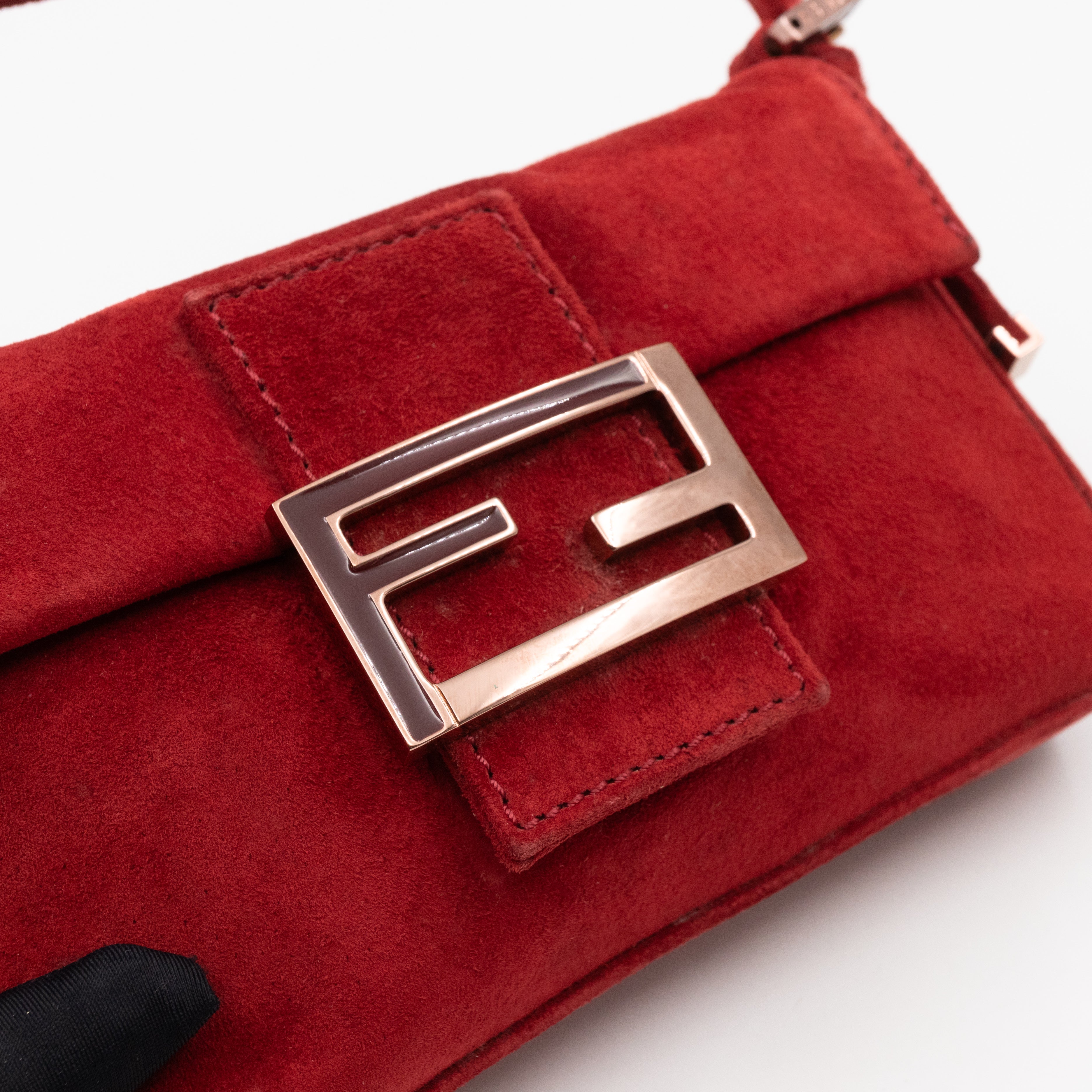 Mini Mamma Baguette Red Suede Leather