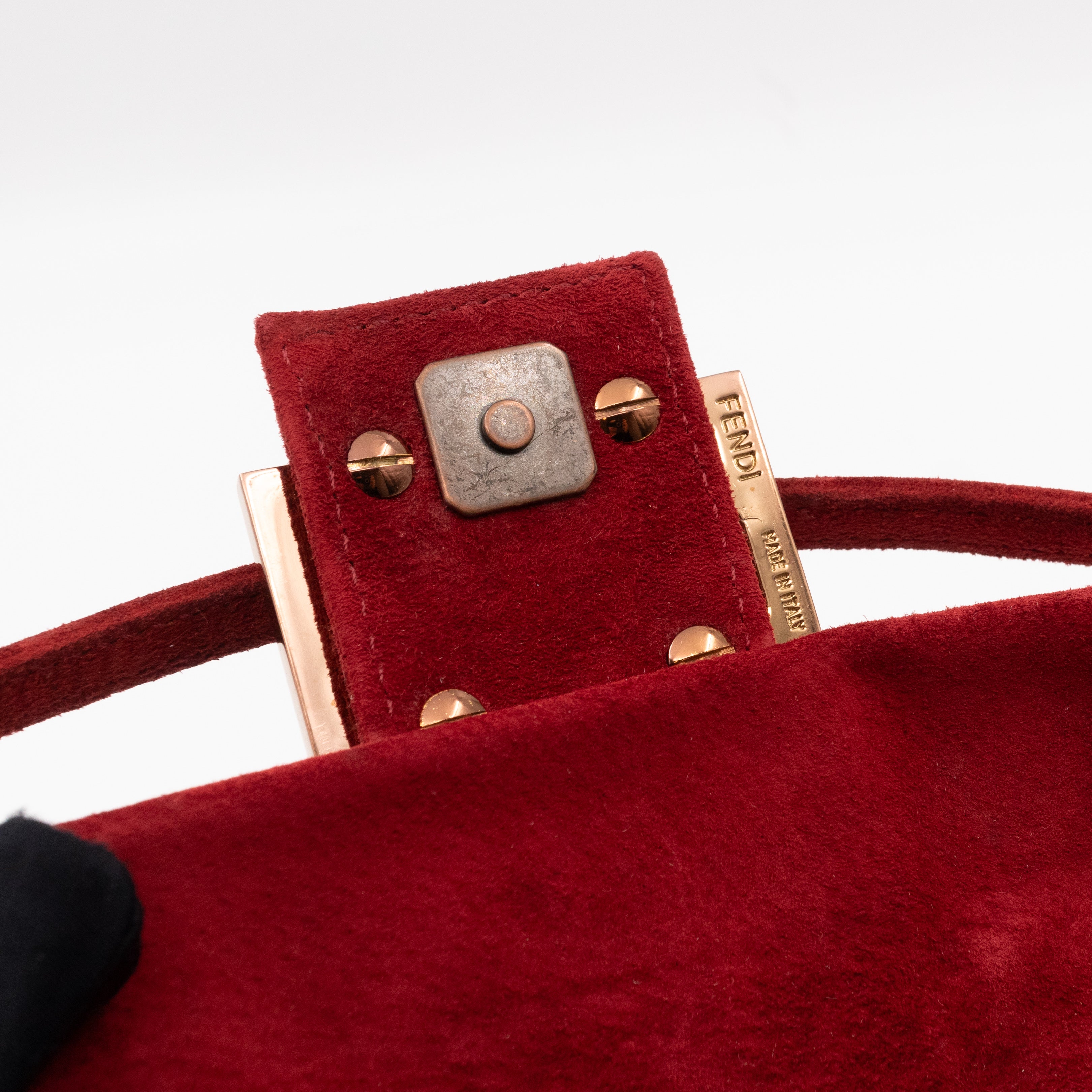 Mini Mamma Baguette Red Suede Leather